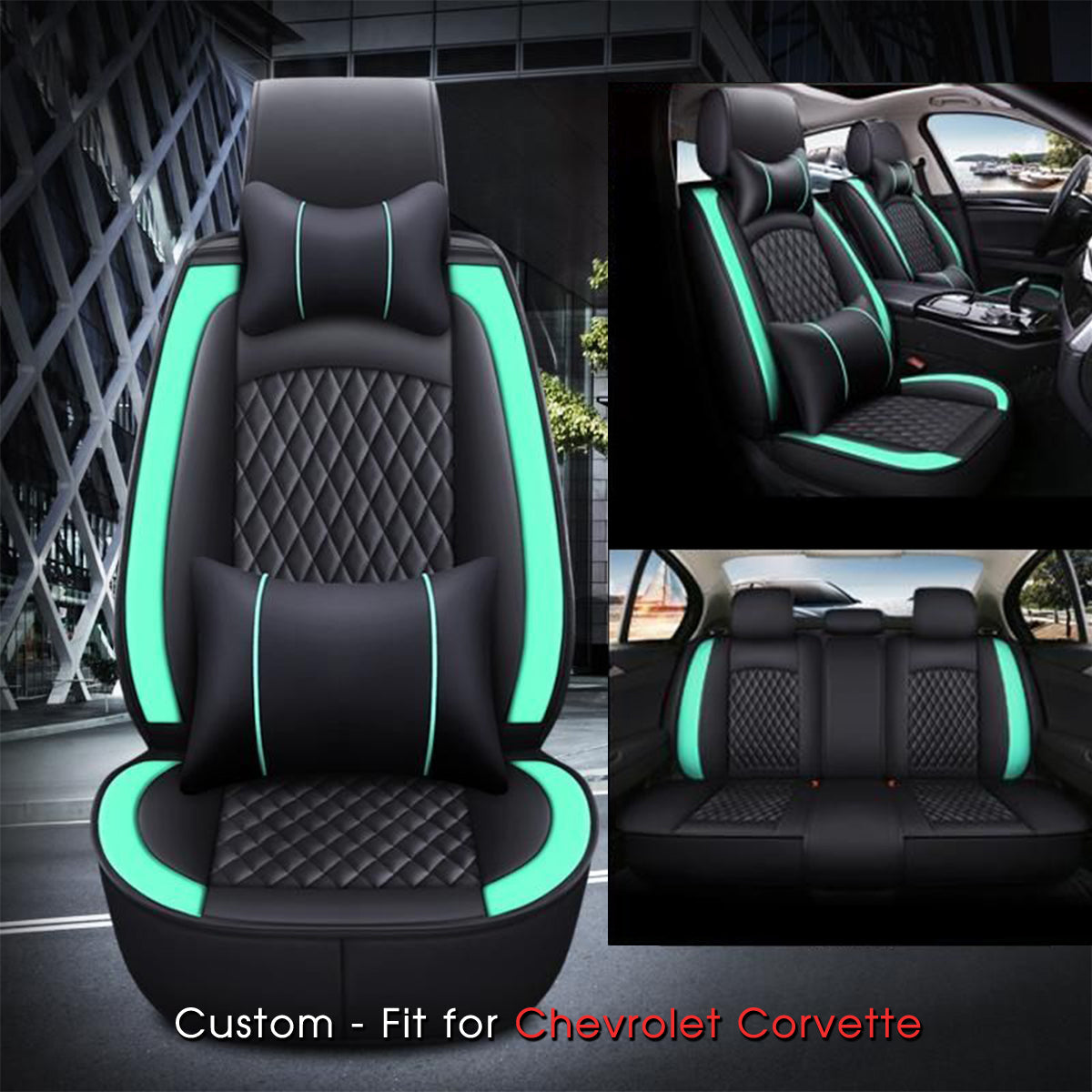 2 Car Seat Covers Full Set, Custom-Fit For Car, Waterproof Leather Front Rear Seat Automotive Protection Cushions, Car Accessories WACC211