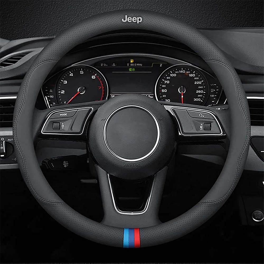 Car Steering Wheel Cover 2024 Update Version, Custom Fit For Your Cars, Premium Leather Car Steering Wheel Cover with Logo, Car Accessories JE18991