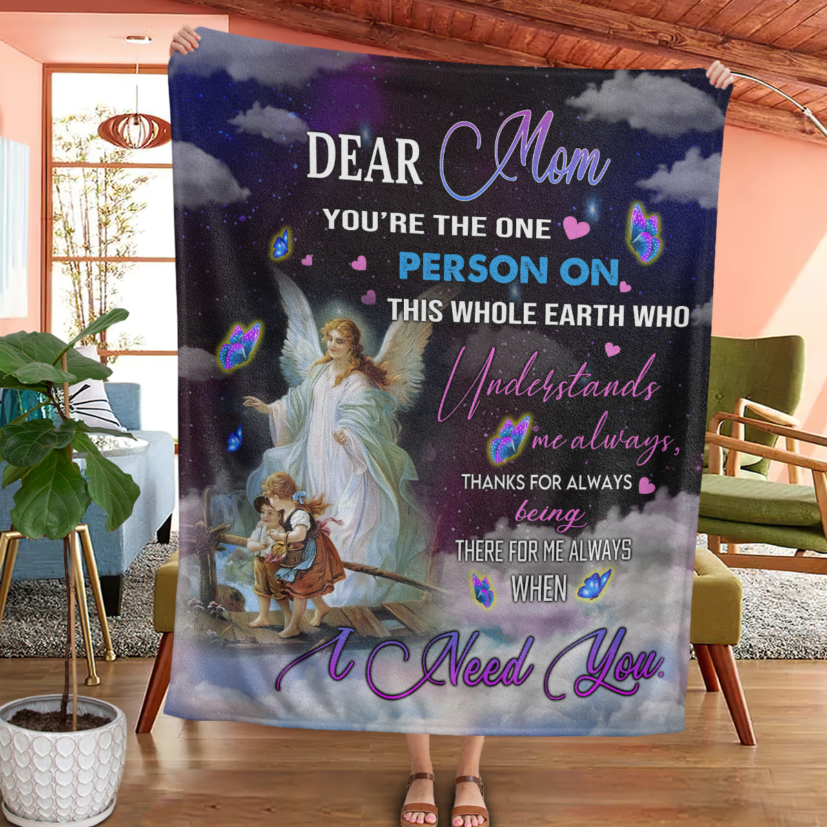 Personalized Custom Name Dear Mom You're The One Person Fleece Blanket Gift For Mom Mother