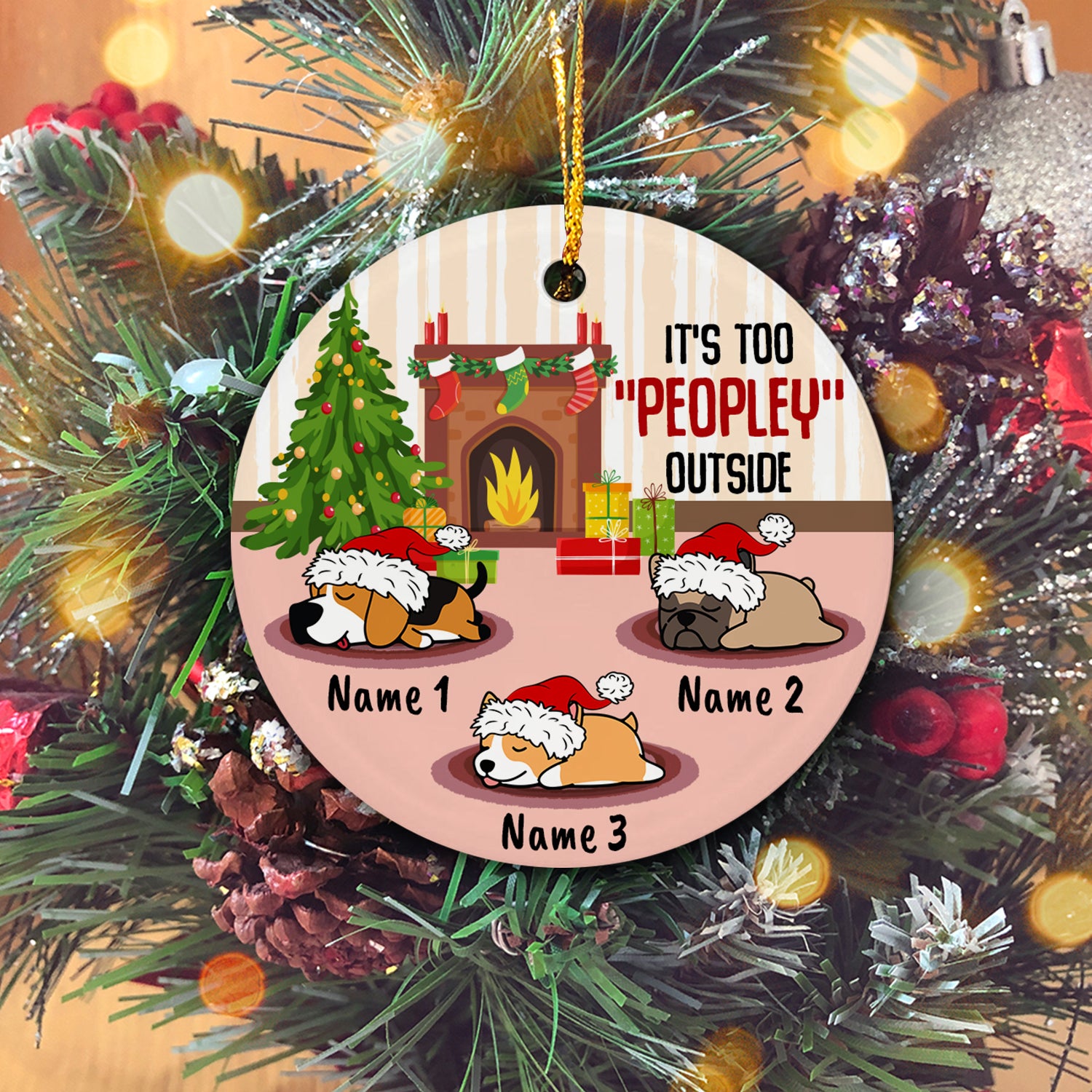 It's Too Peopley Outside Personalized Custom Christmas Premium Ceramic Ornaments Gift For Family, Christmas Holiday
