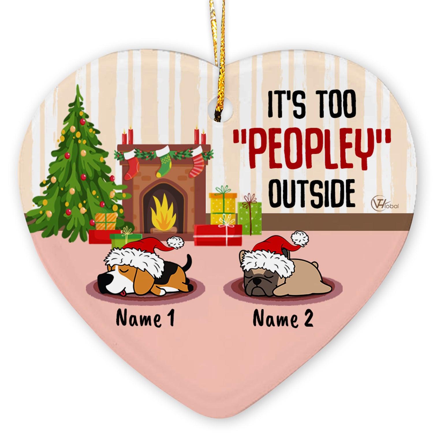 It's Too Peopley Outside Personalized Custom Christmas Premium Ceramic Ornaments Gift For Family, Christmas Holiday