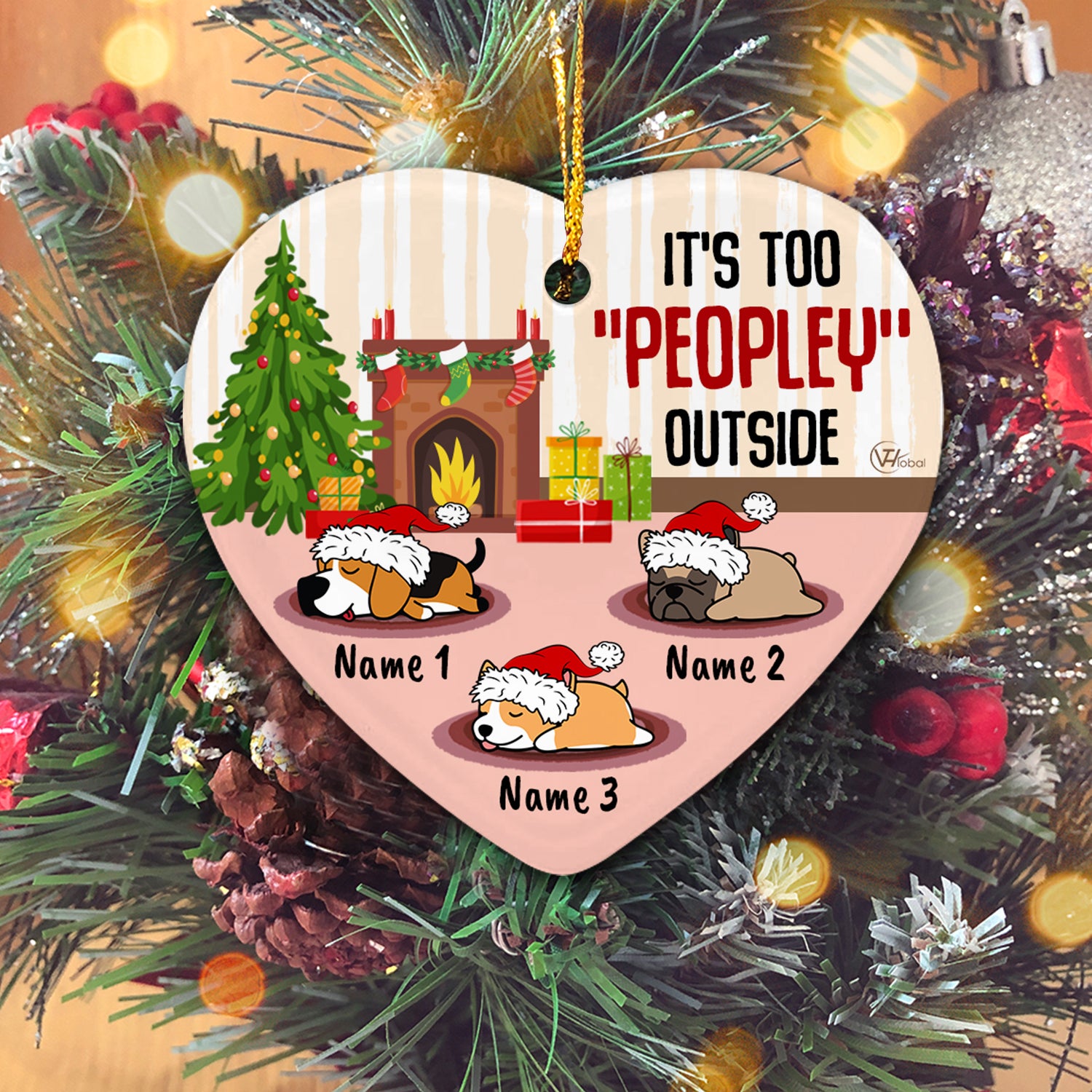 It's Too Peopley Outside Personalized Custom Christmas Premium Ceramic Ornaments Gift For Family, Christmas Holiday