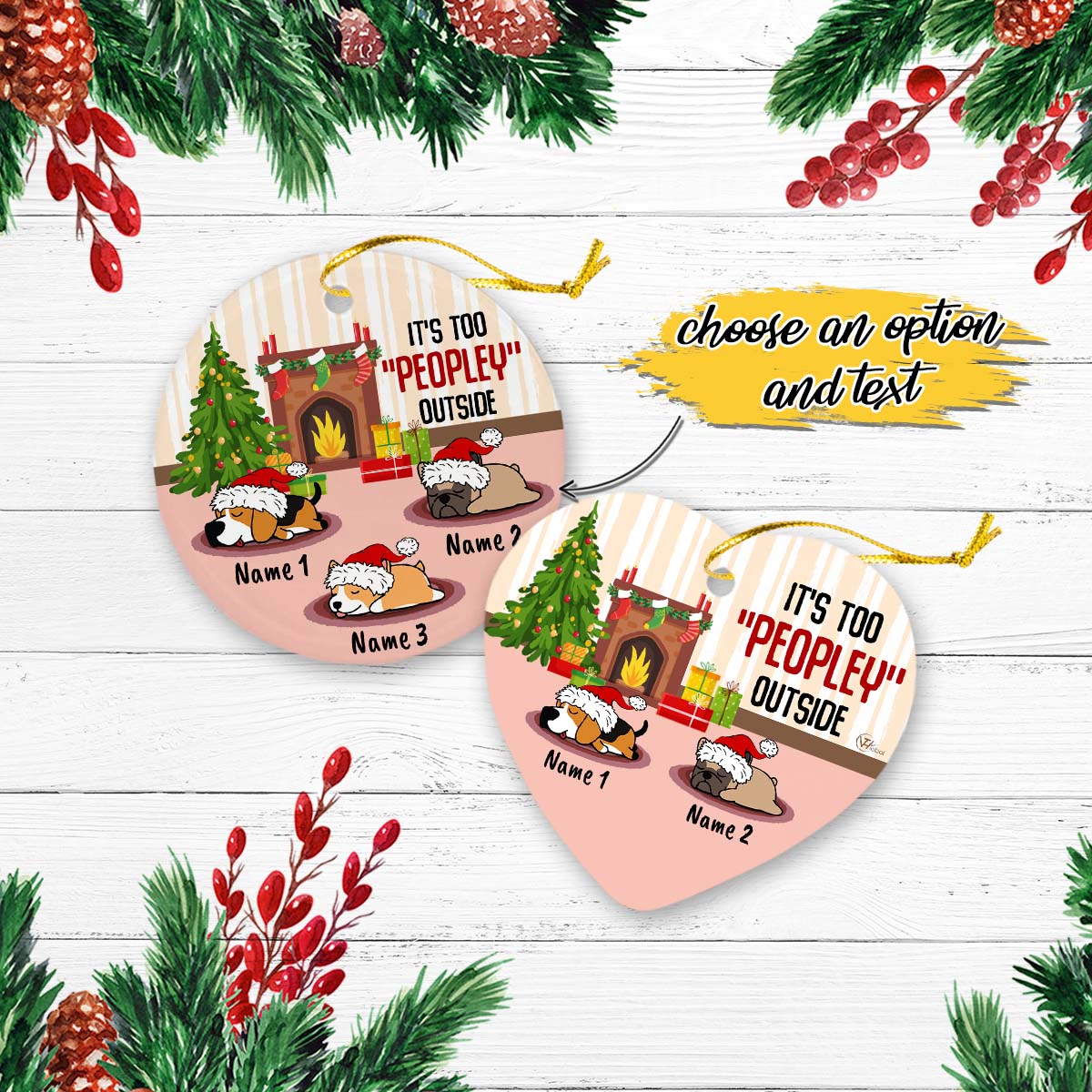 It's Too Peopley Outside Personalized Custom Christmas Premium Ceramic Ornaments Gift For Family, Christmas Holiday