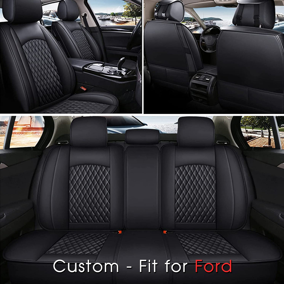 2 Car Seat Covers Full Set, Custom-Fit For Car, Waterproof Leather Front Rear Seat Automotive Protection Cushions, Car Accessories WAFD211