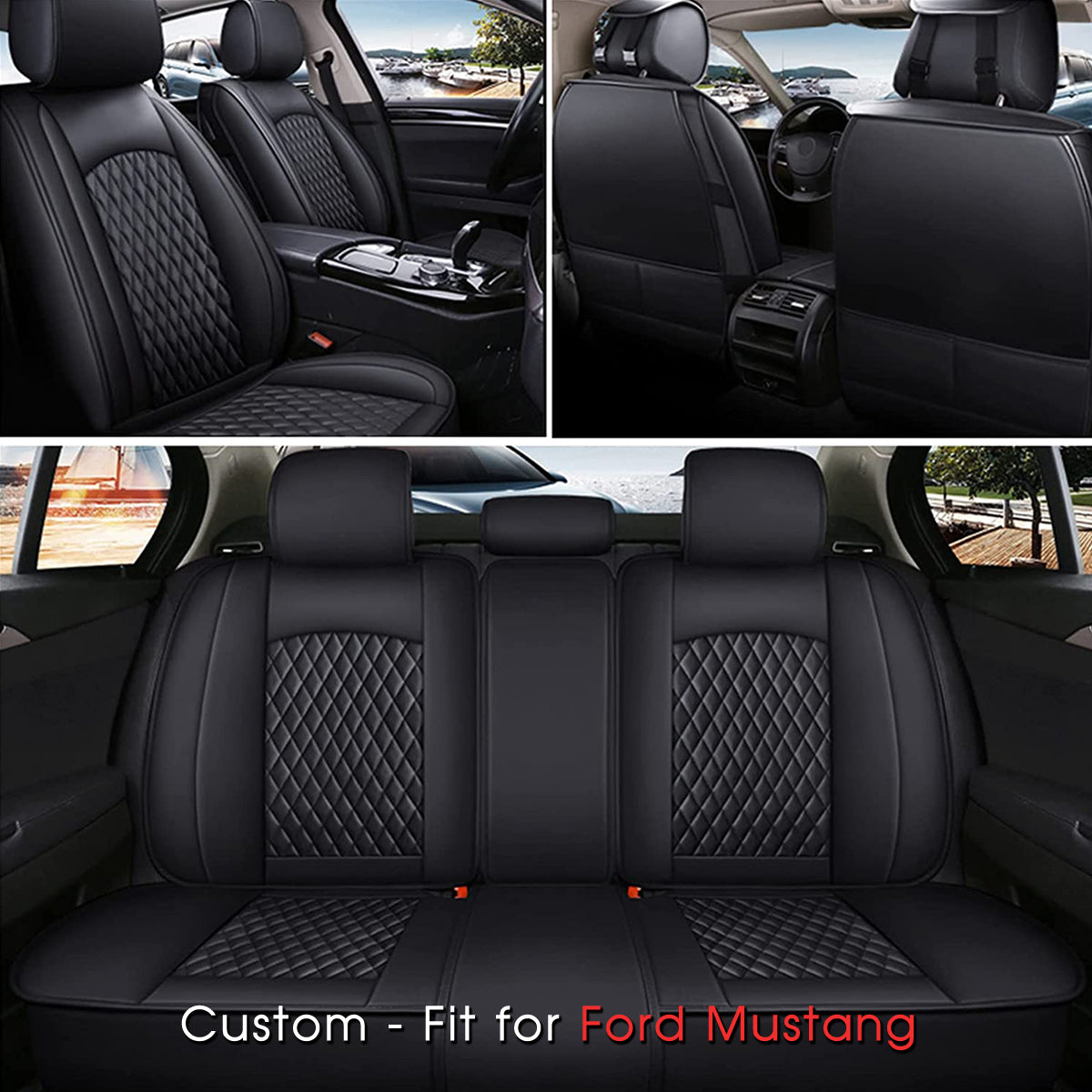 2 Car Seat Covers Full Set, Custom-Fit For Car, Waterproof Leather Front Rear Seat Automotive Protection Cushions, Car Accessories WAFM211
