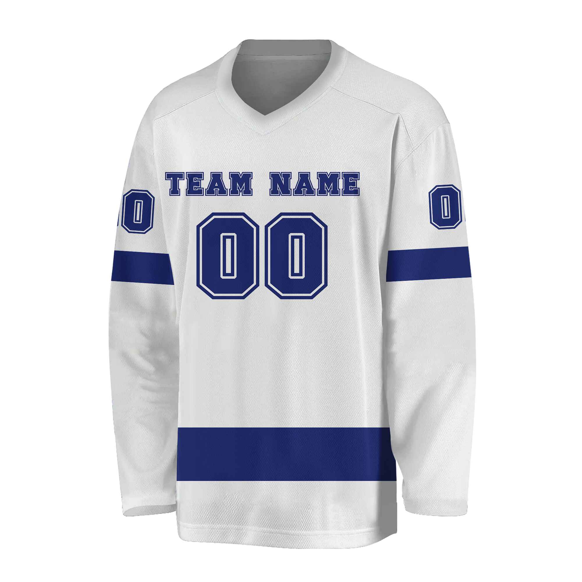 Custom White-Blue Hockey Jersey 01