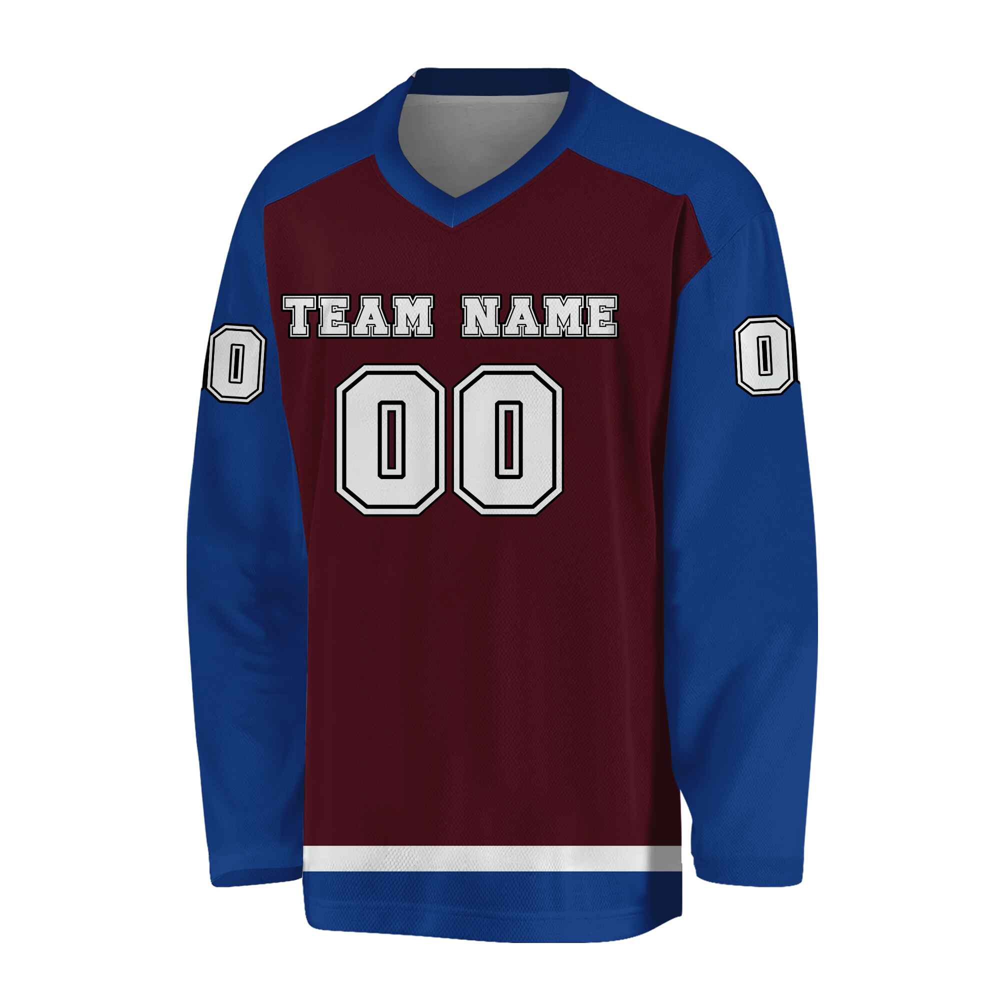 Custom Burgundy Blue -White Hockey Jersey