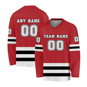 Custom Red White-Black Hockey Jersey