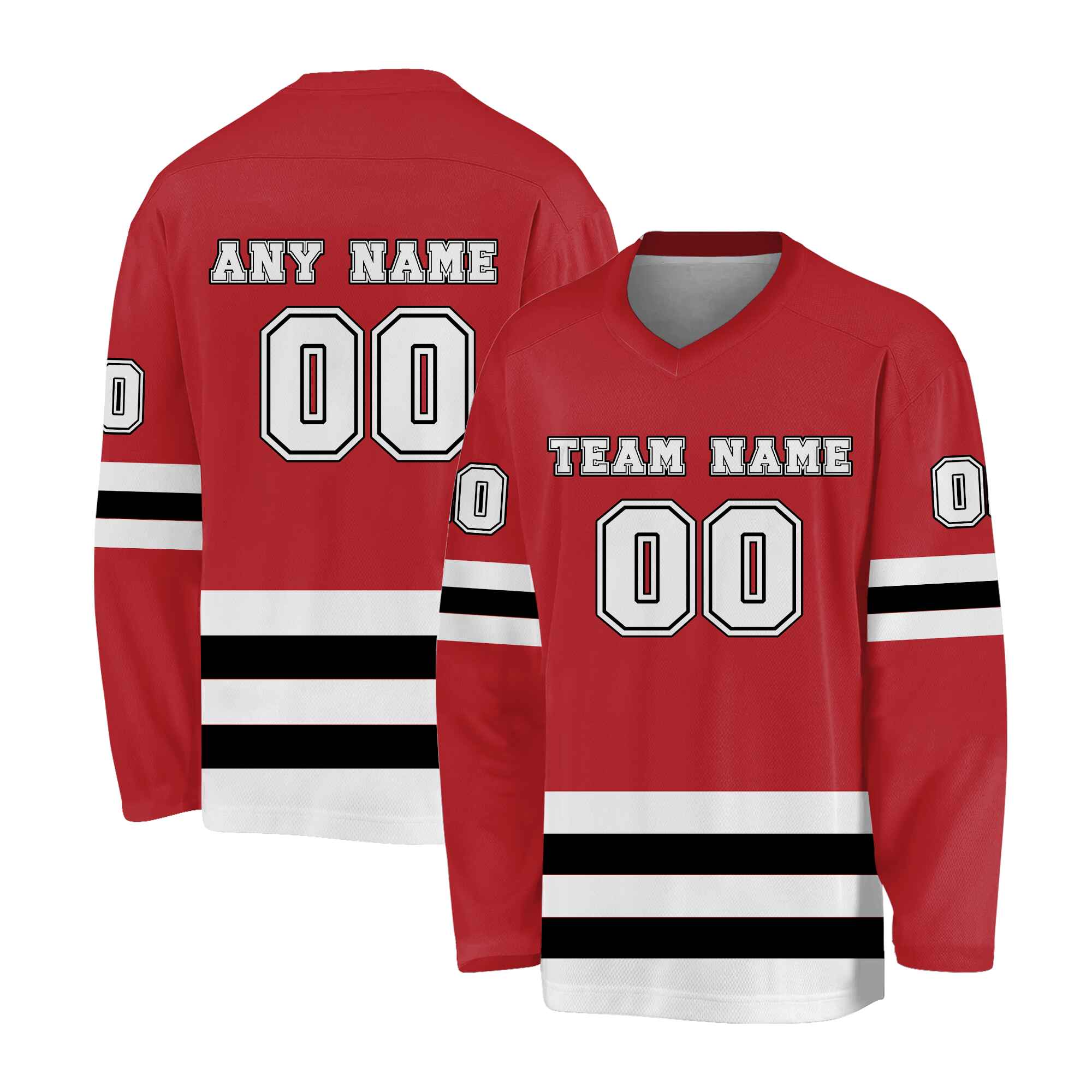 Custom Red White-Black Hockey Jersey