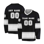 Custom Black White -Grey Hockey Jersey