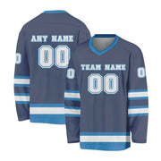 Custom Navy White -Light Blue Hockey Jersey