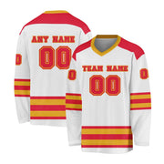 Custom Royal Blue Orange -White Hockey Jersey