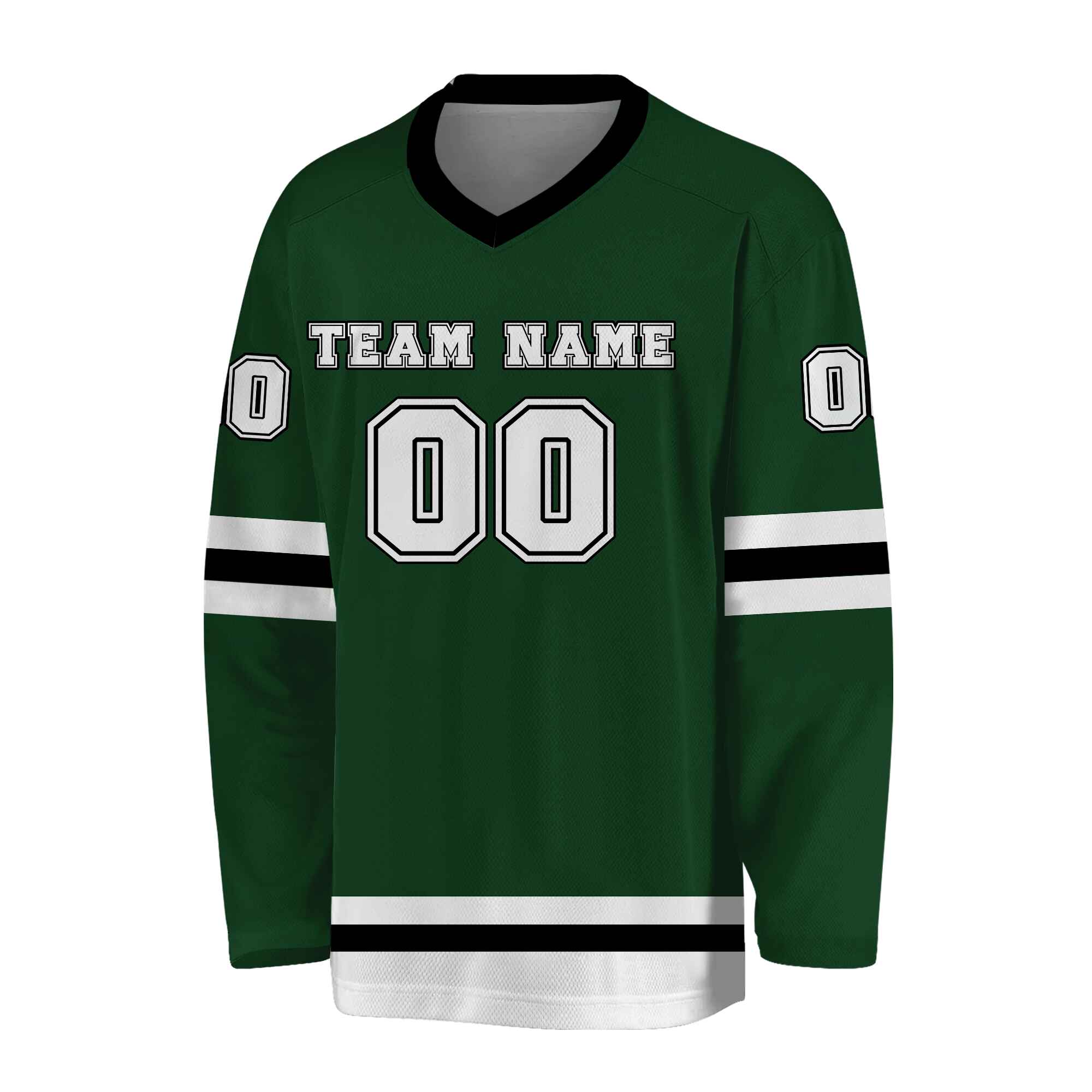 Custom Kelly Green White-Black Hockey Jersey