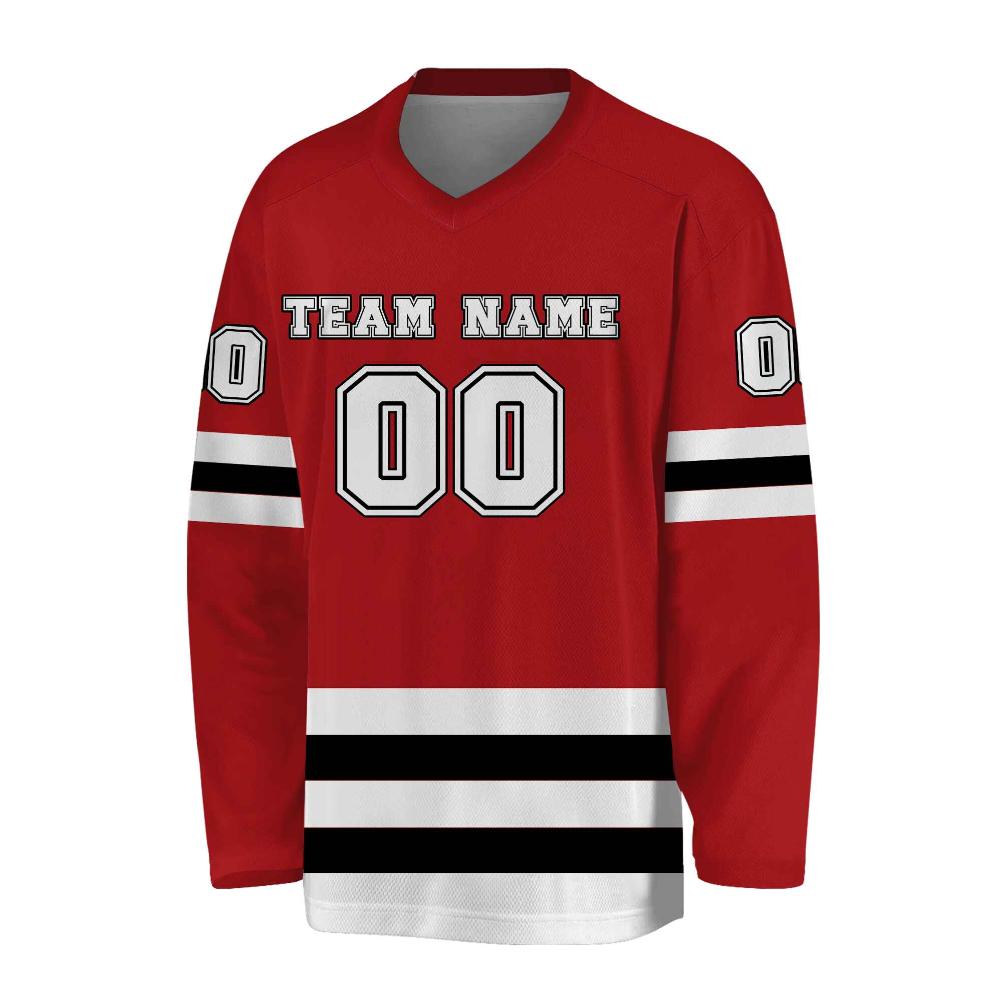 Custom Red White-Black Hockey Jersey