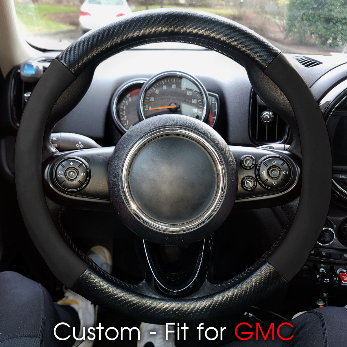 Car Steering Wheel Cover, Custom-Fit For Cars, Leather Nonslip 3D Carbon Fiber Texture Sport Style Wheel Cover for Women, Interior Modification for All Car Accessories WAWQ225
