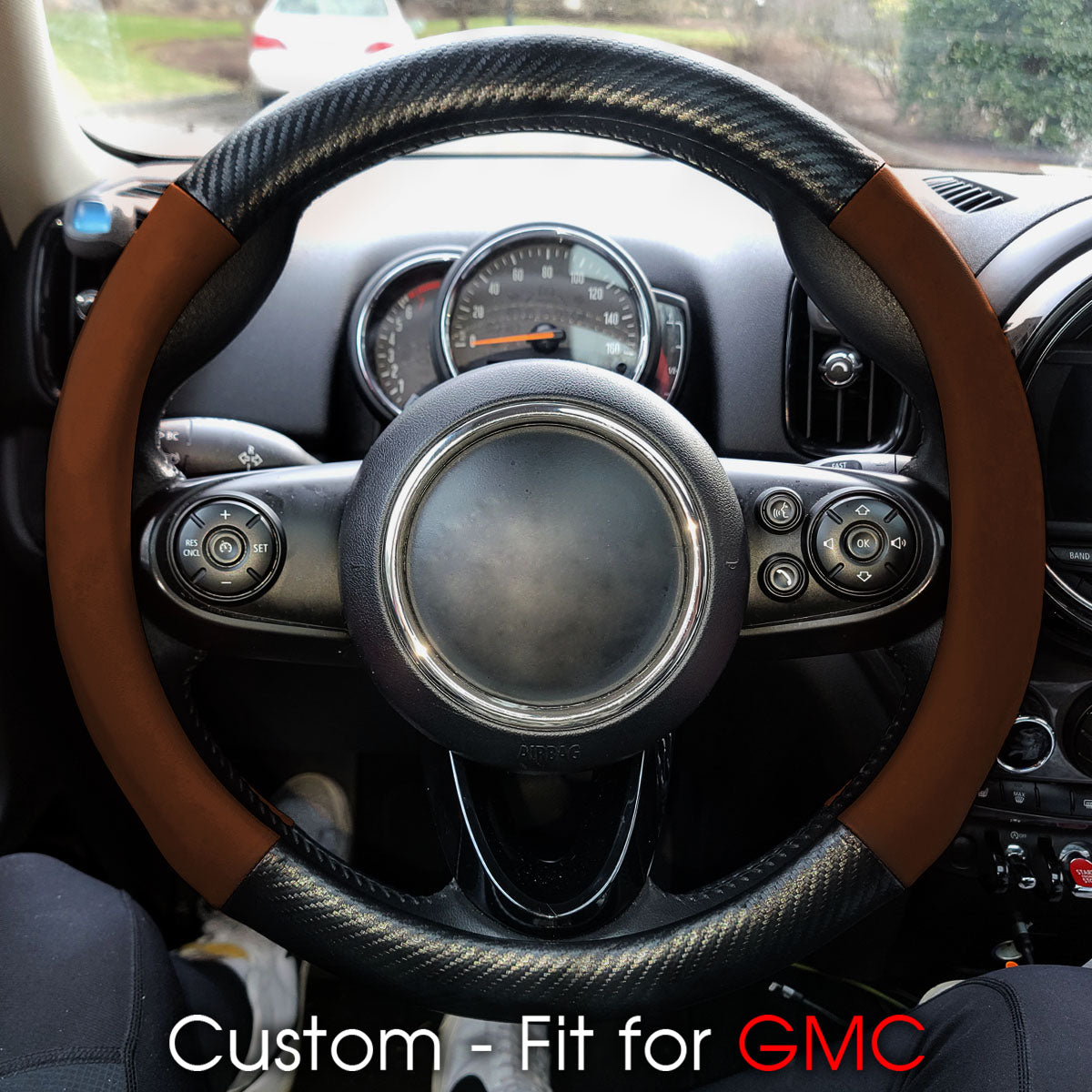 Car Steering Wheel Cover, Custom-Fit For Cars, Leather Nonslip 3D Carbon Fiber Texture Sport Style Wheel Cover for Women, Interior Modification for All Car Accessories WAWQ225