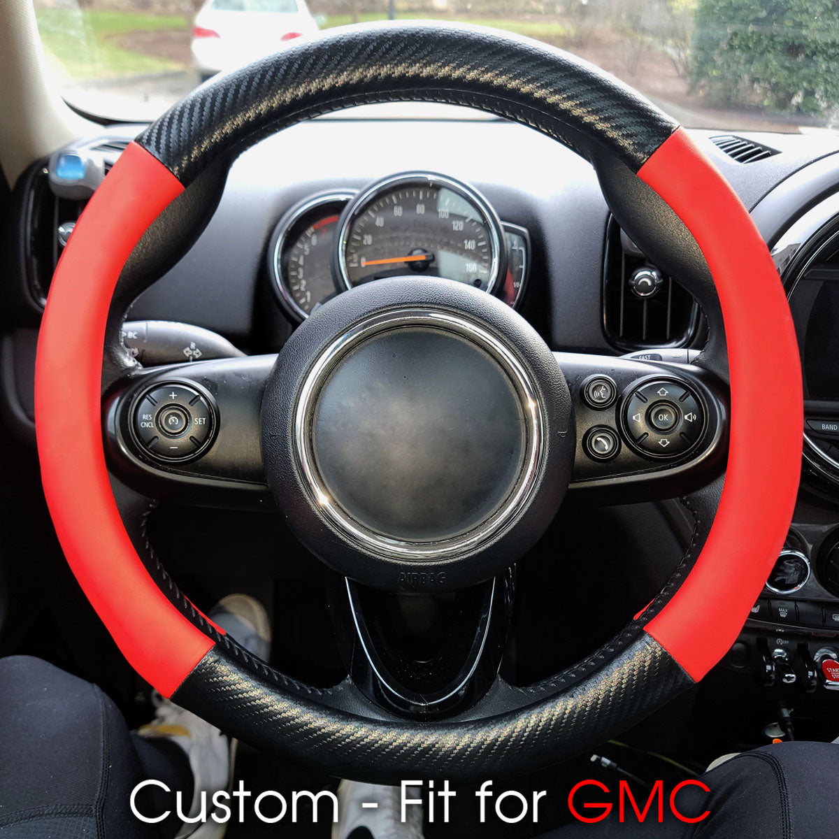 Car Steering Wheel Cover, Custom-Fit For Cars, Leather Nonslip 3D Carbon Fiber Texture Sport Style Wheel Cover for Women, Interior Modification for All Car Accessories WAWQ225