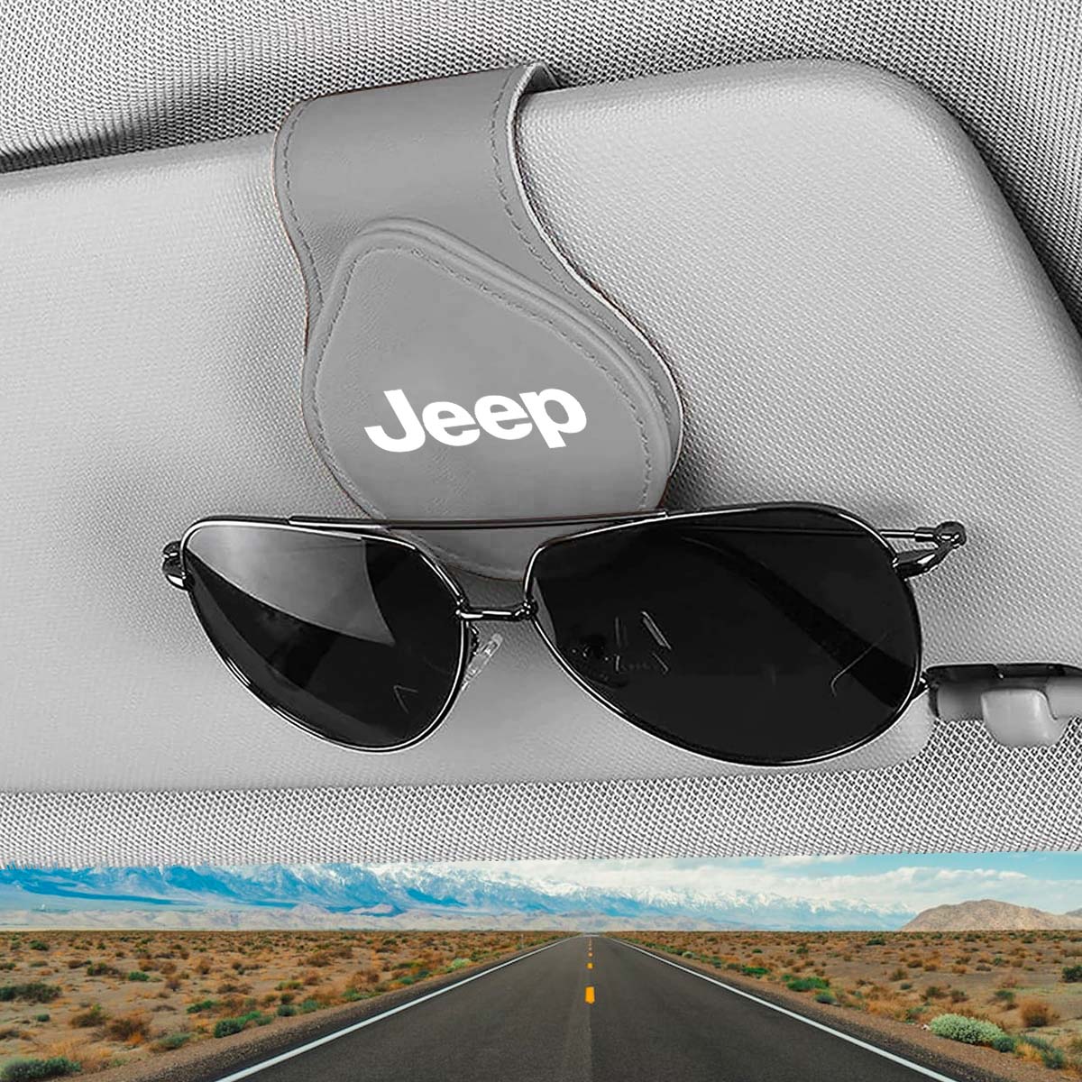 Car Sunglasses Holder, Custom Logo For Your Cars, Magnetic Leather Glasses Frame 2024 Update JE13995