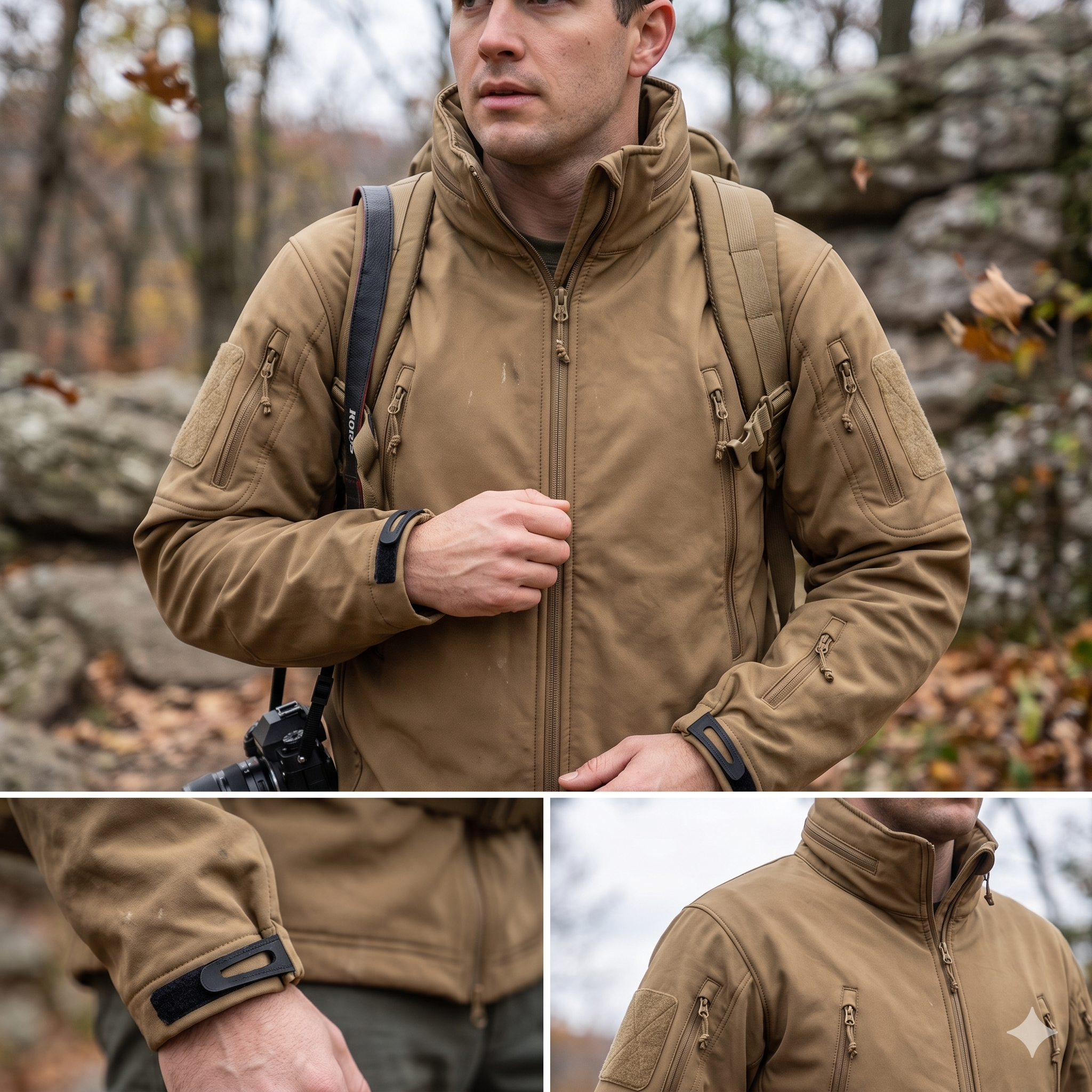 Men’s Softshell Tactical Fleece Jacket – Full-Zip Outdoor Utility Coat