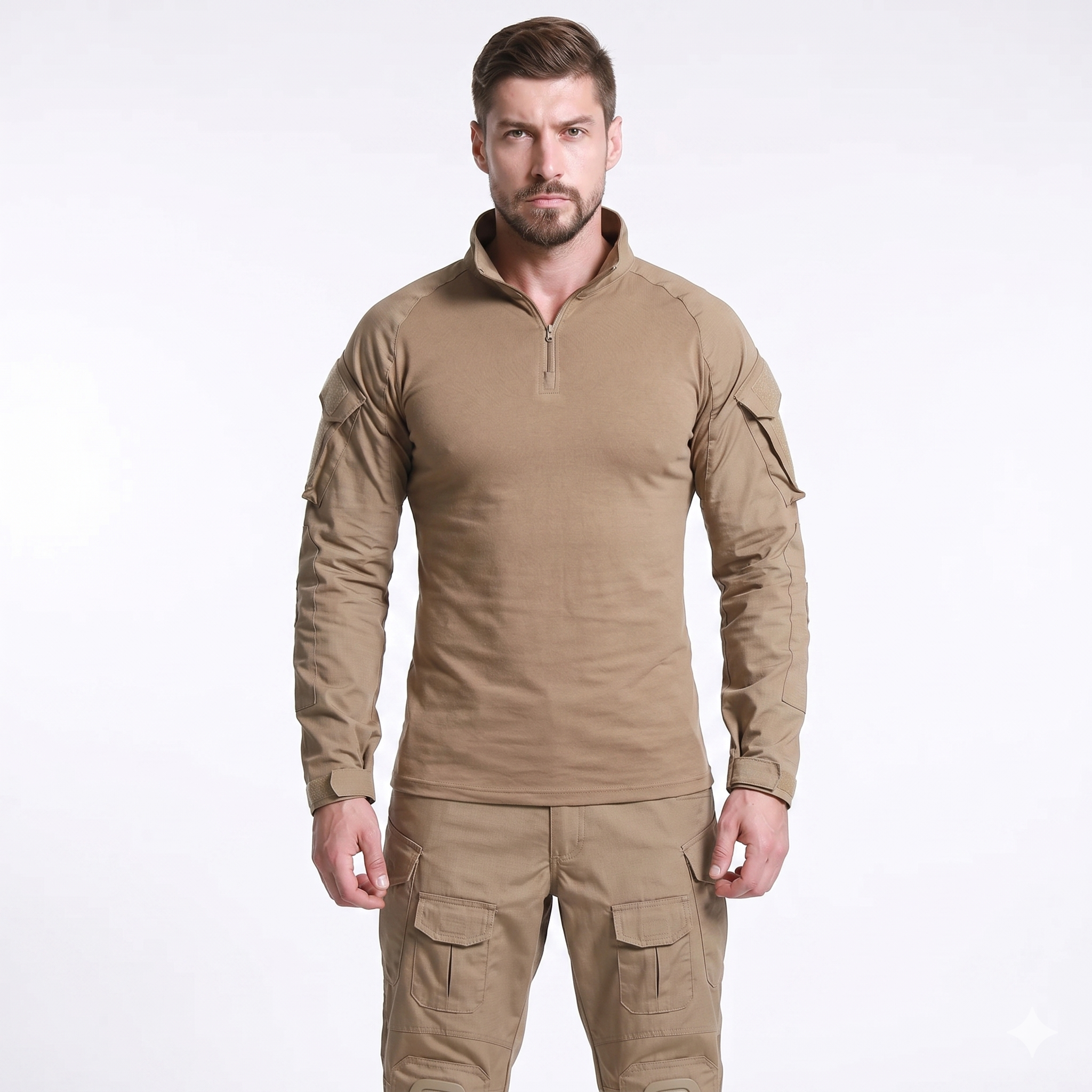 Men’s 1/4 Zip Tactical Shirt – Breathable Long Sleeve Ripstop Outdoor Combat Style Top