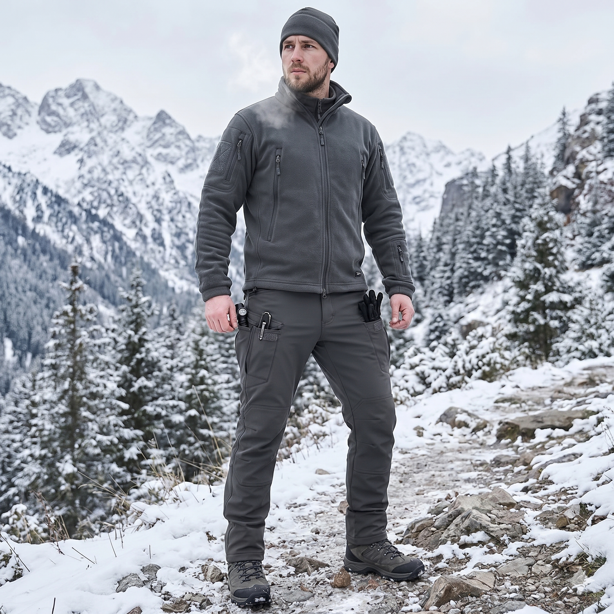 Men’s Soft Shell Outdoor Pants – Warm Multi-Pocket Wear-Resistant Winter Tactical Trousers
