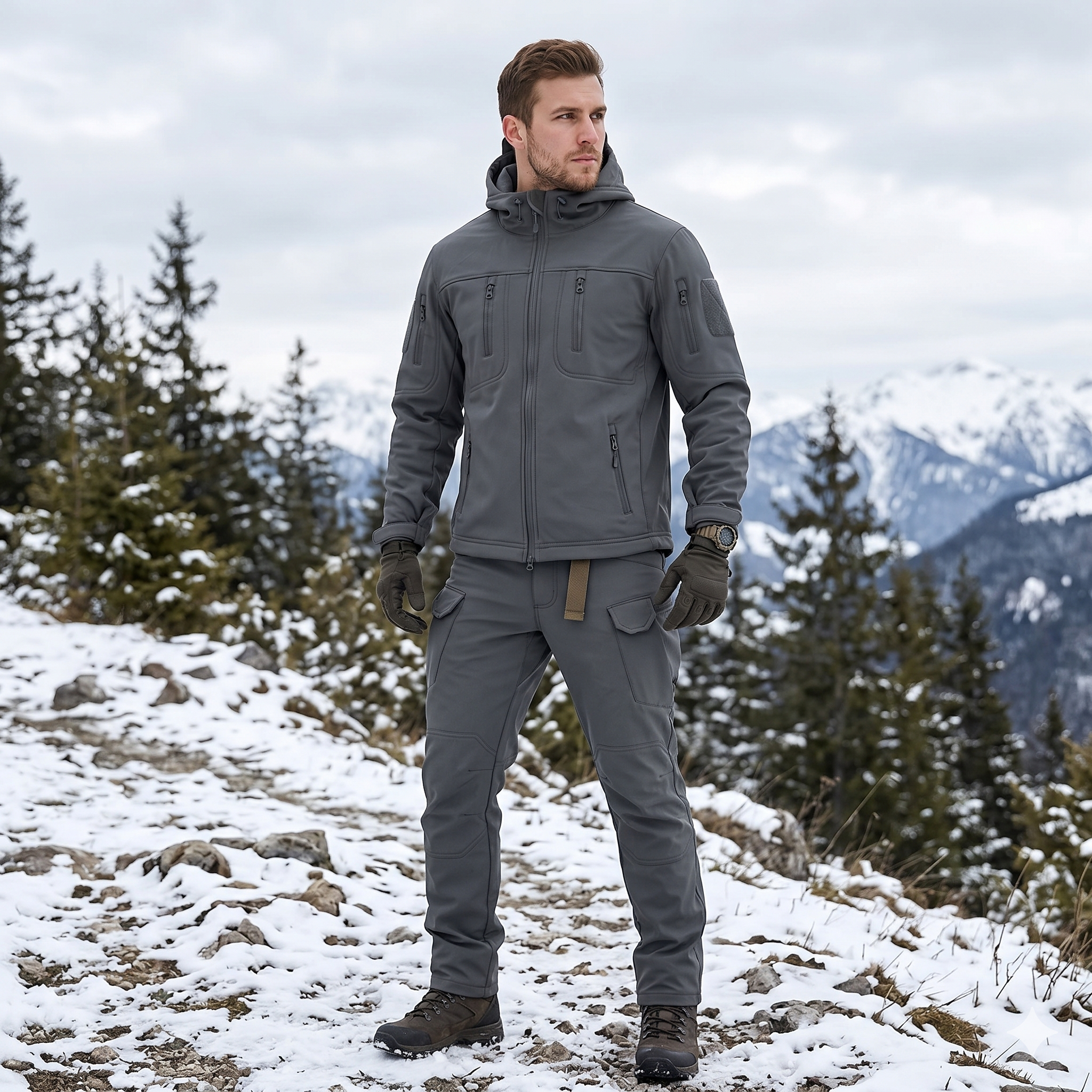 Men’s Soft Shell Tactical Jacket – Waterproof Fleece Lined Outdoor Winter Warm Coat Set