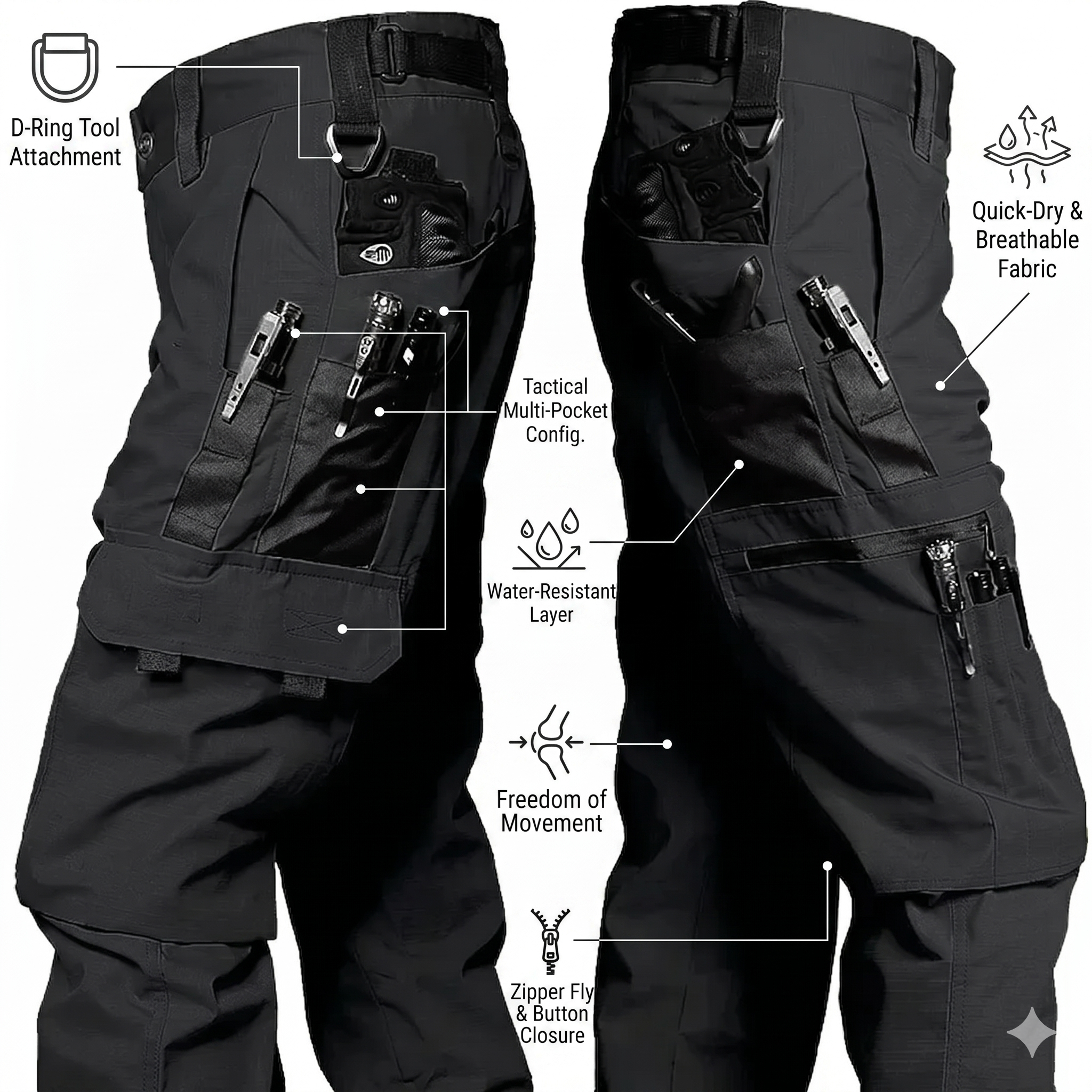 Men's Tactical Cargo Pants – Multi-Pocket Outdoor Utility Trousers for Hiking, Camping & Field Activities