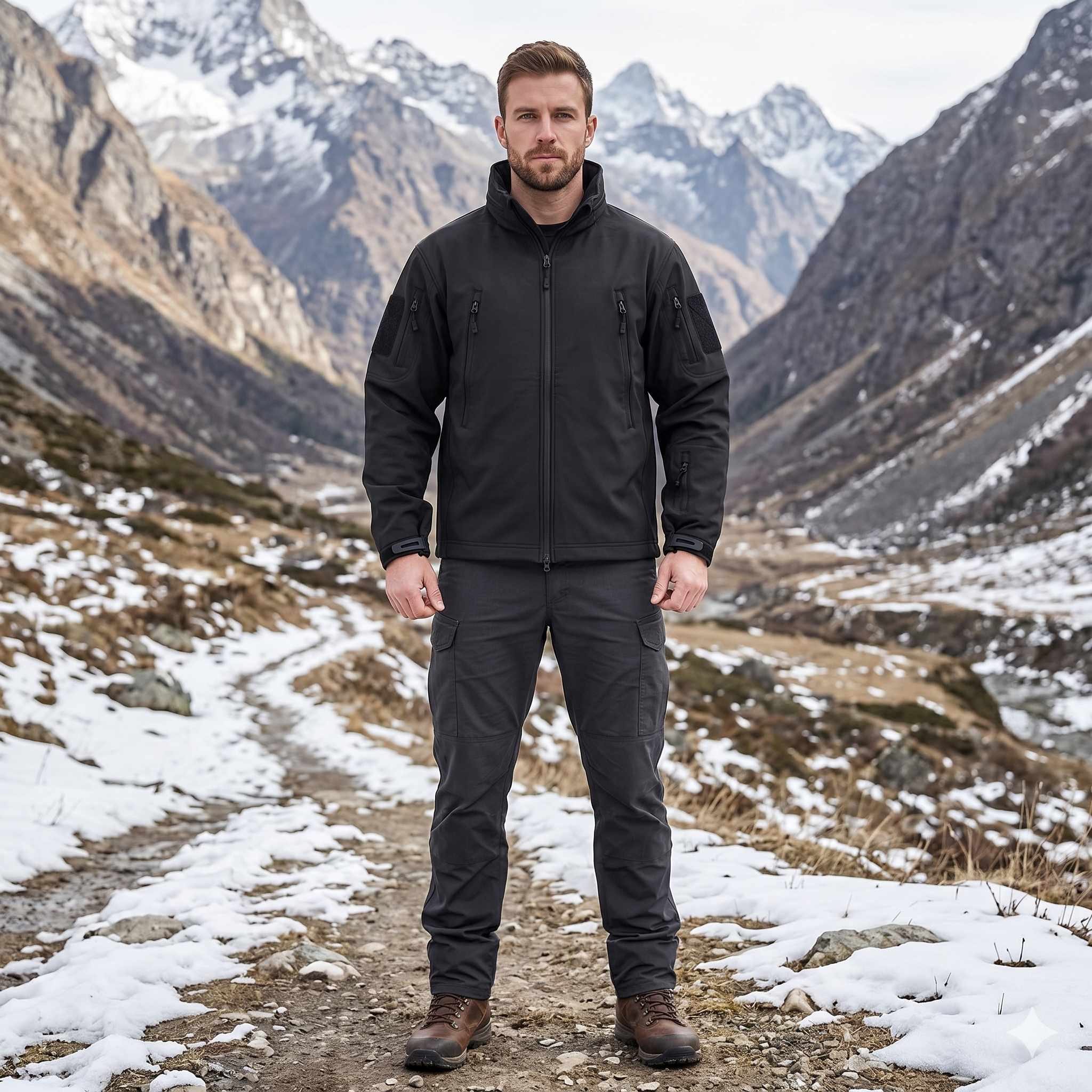 Men’s Softshell Tactical Fleece Jacket – Full-Zip Outdoor Utility Coat