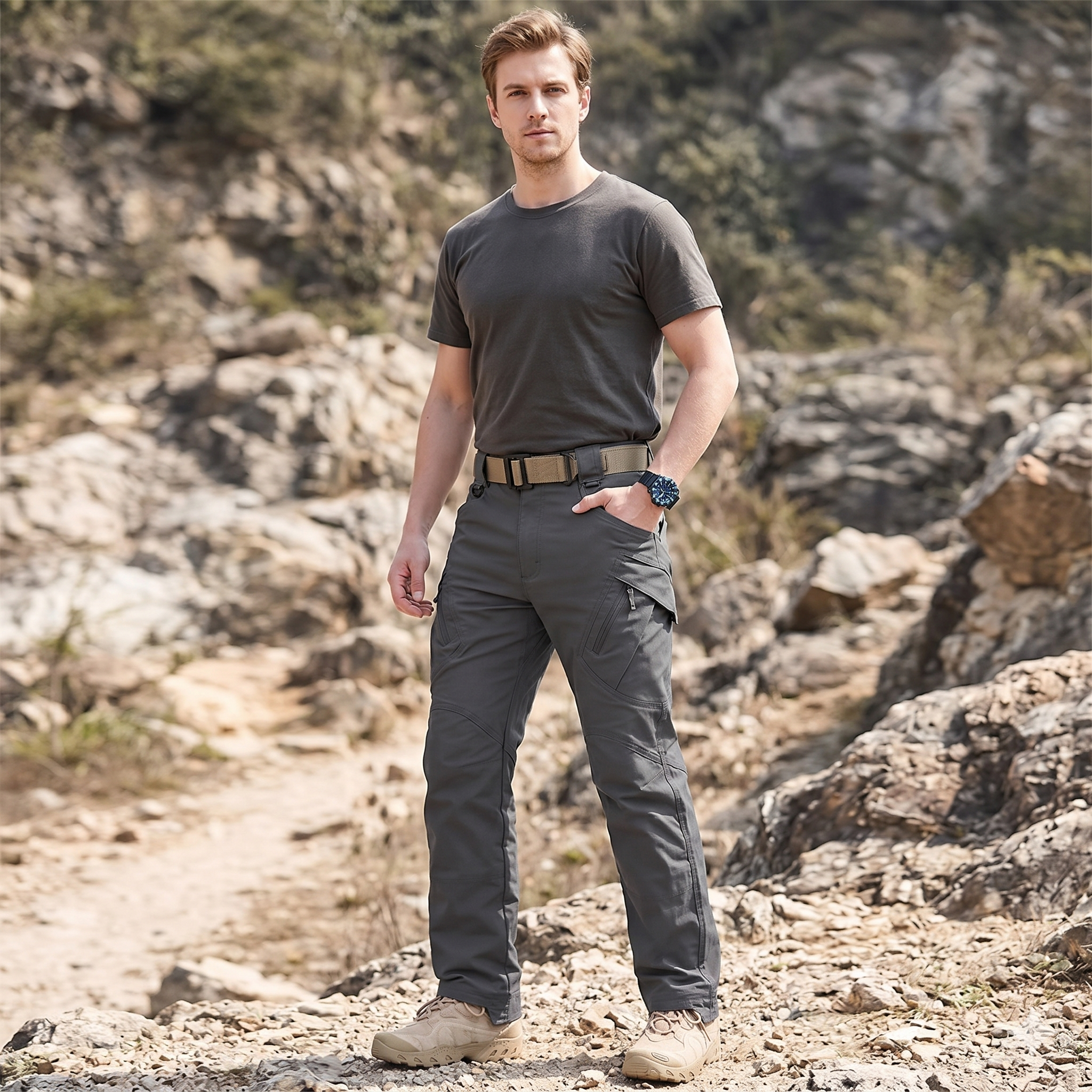 Men’s Stretch Cotton Cargo Pants – Multi-Pocket Flexible Outdoor Work Tactical Trousers