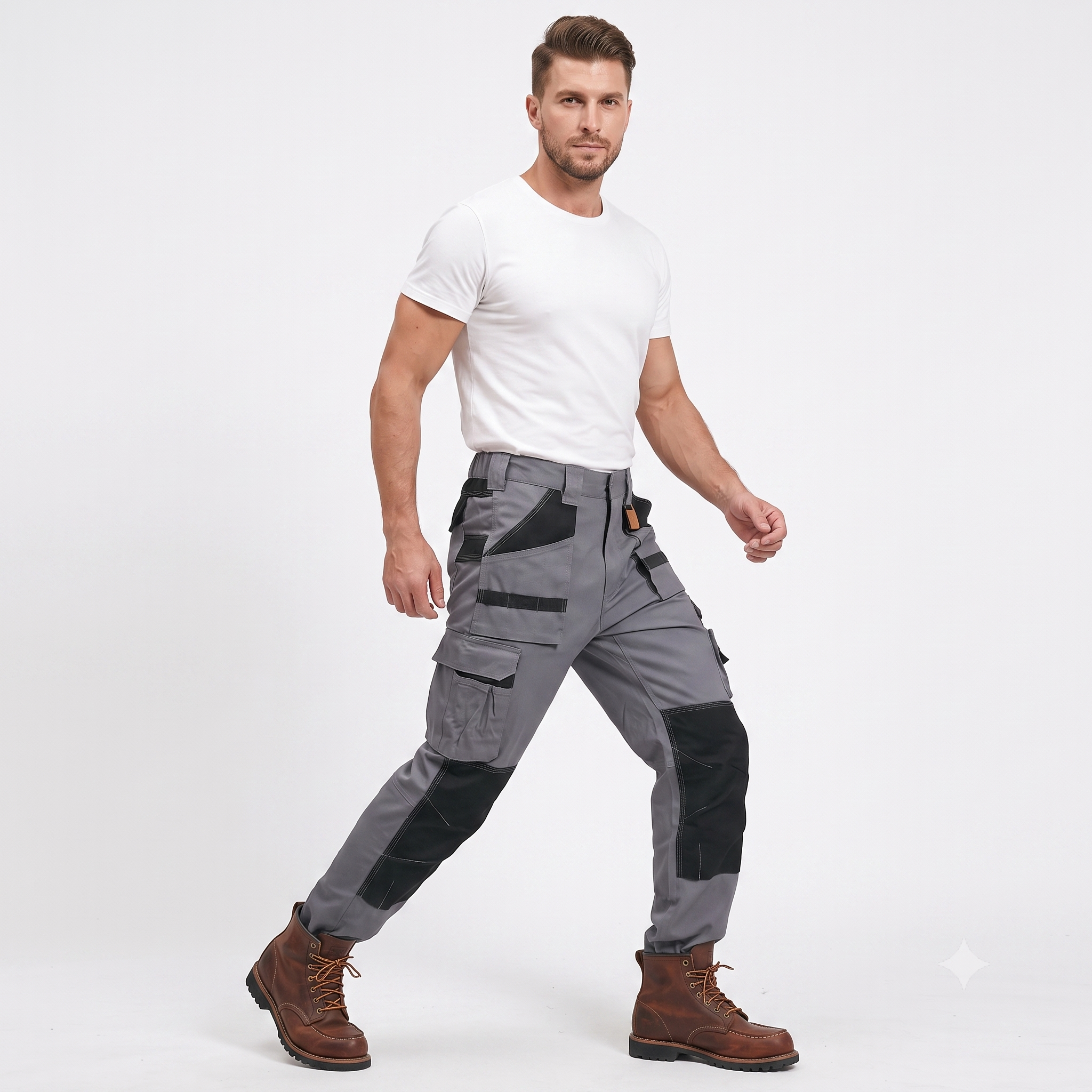 Men's Heavy-Duty Work Pants – Cotton Multi-Pocket Utility Trousers