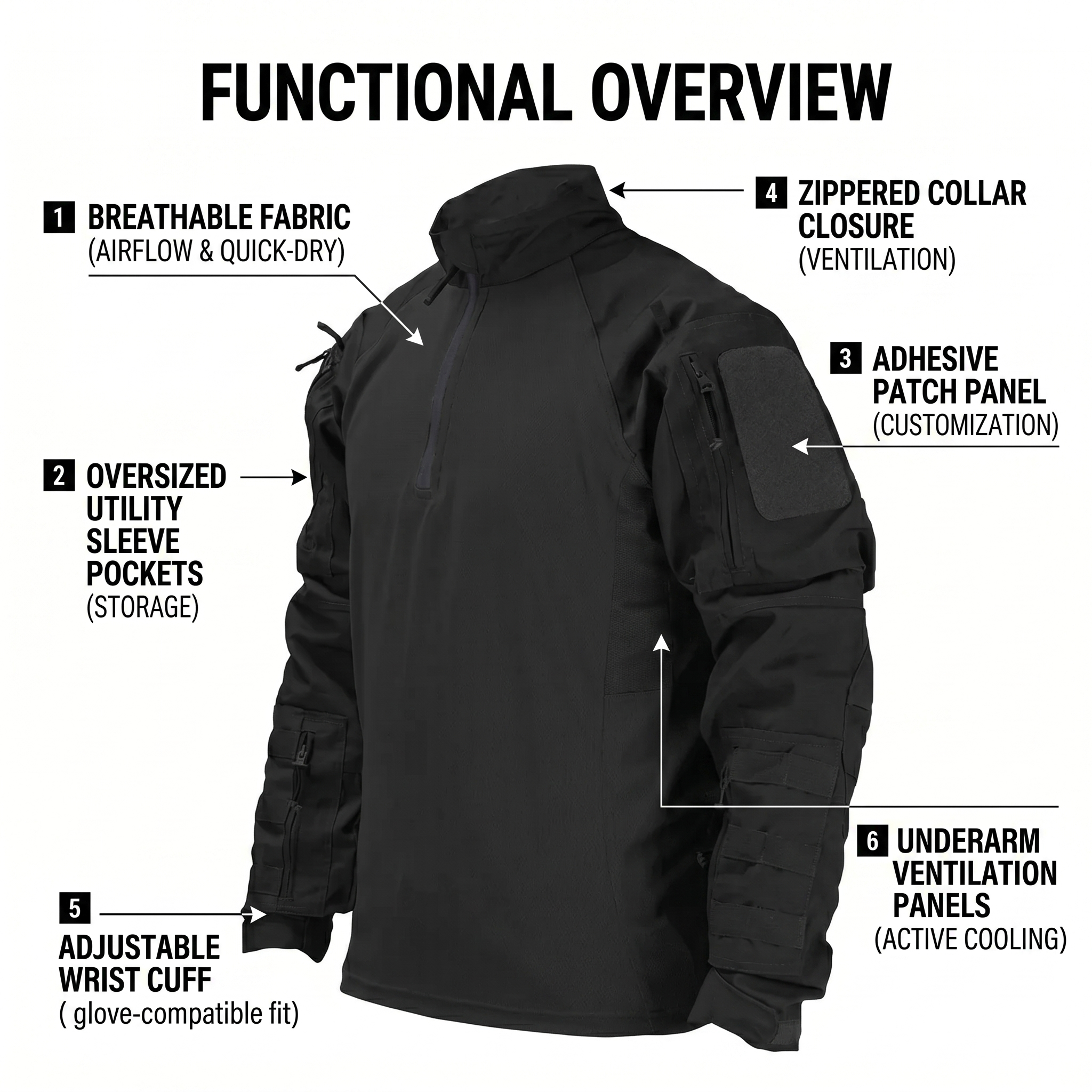 Men's Tactical Combat Shirt – Long Sleeve Outdoor Training & Field Performance Top