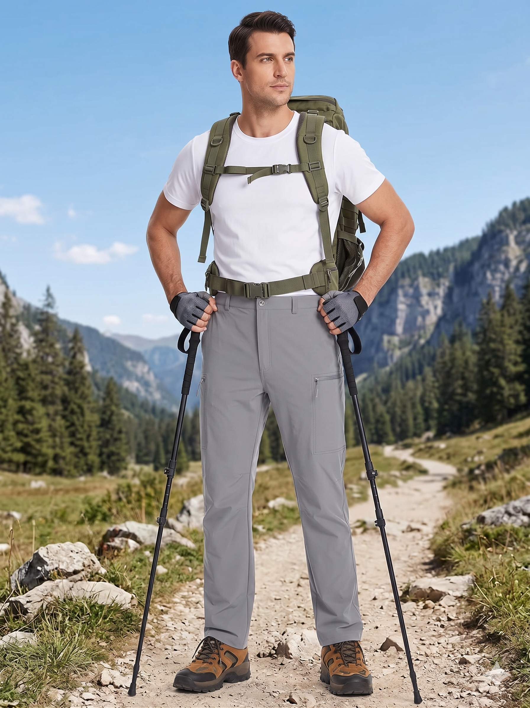 Men’s Lightweight Cargo Hiking Pants – Quick-Dry Outdoor Utility Trousers