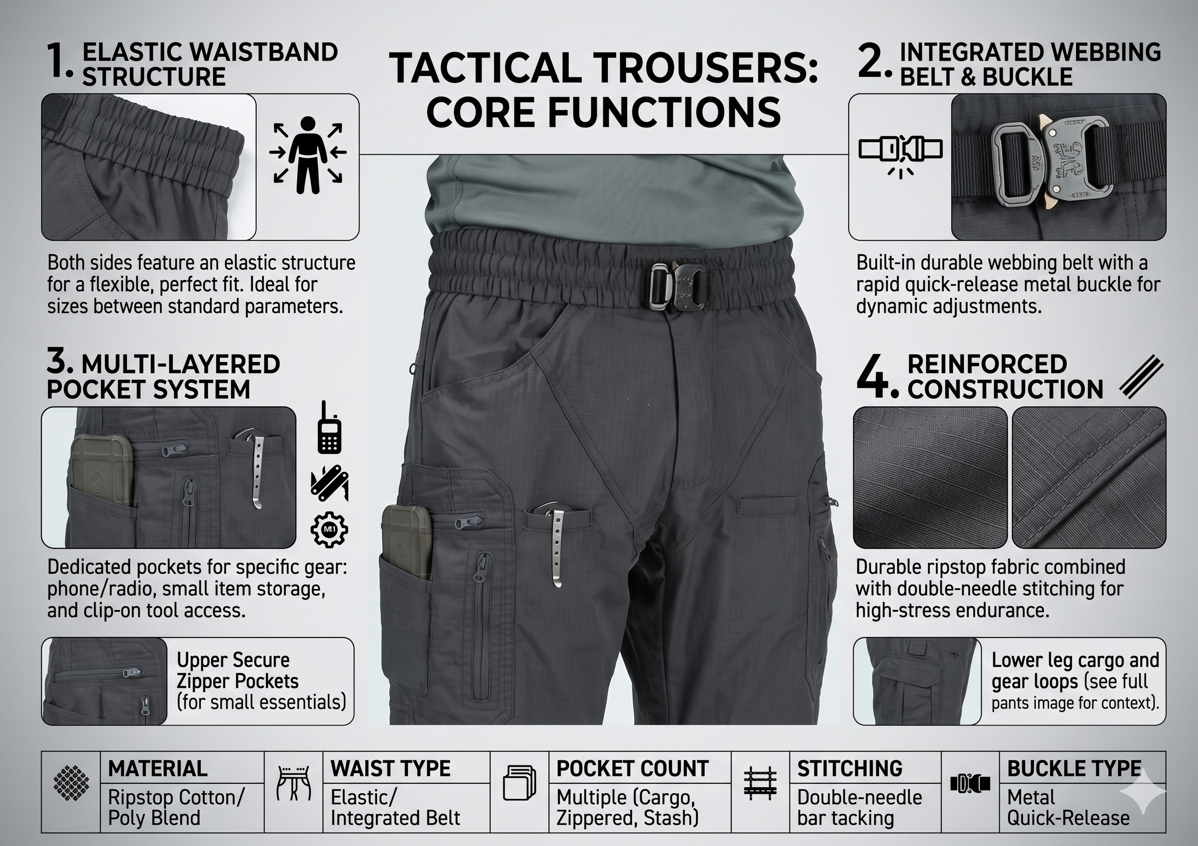 Men’s Tactical Cargo Pants – Multi-Pocket Outdoor Work Combat Style Trousers