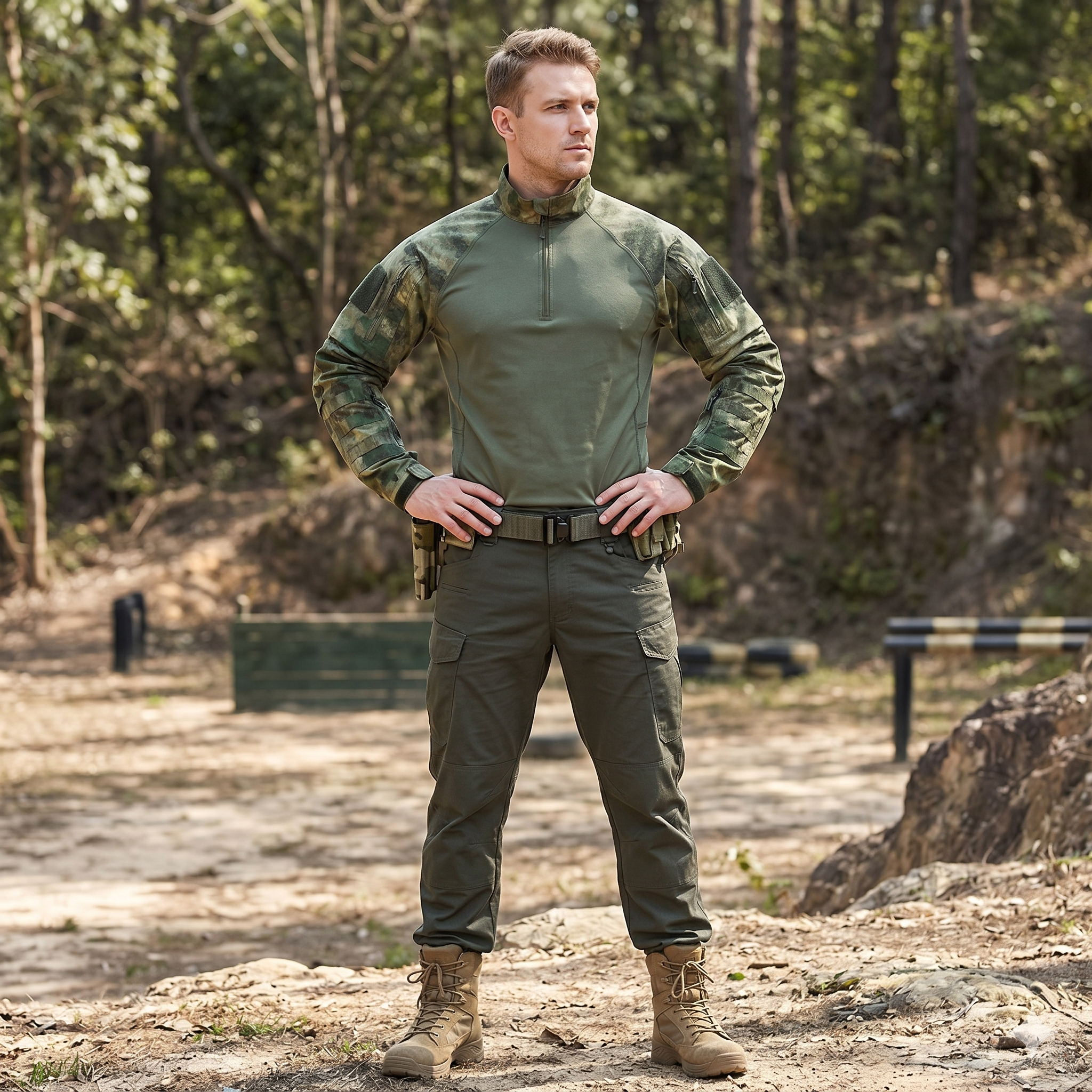 Men's Tactical Combat Shirt – Long Sleeve Outdoor Training & Field Performance Top