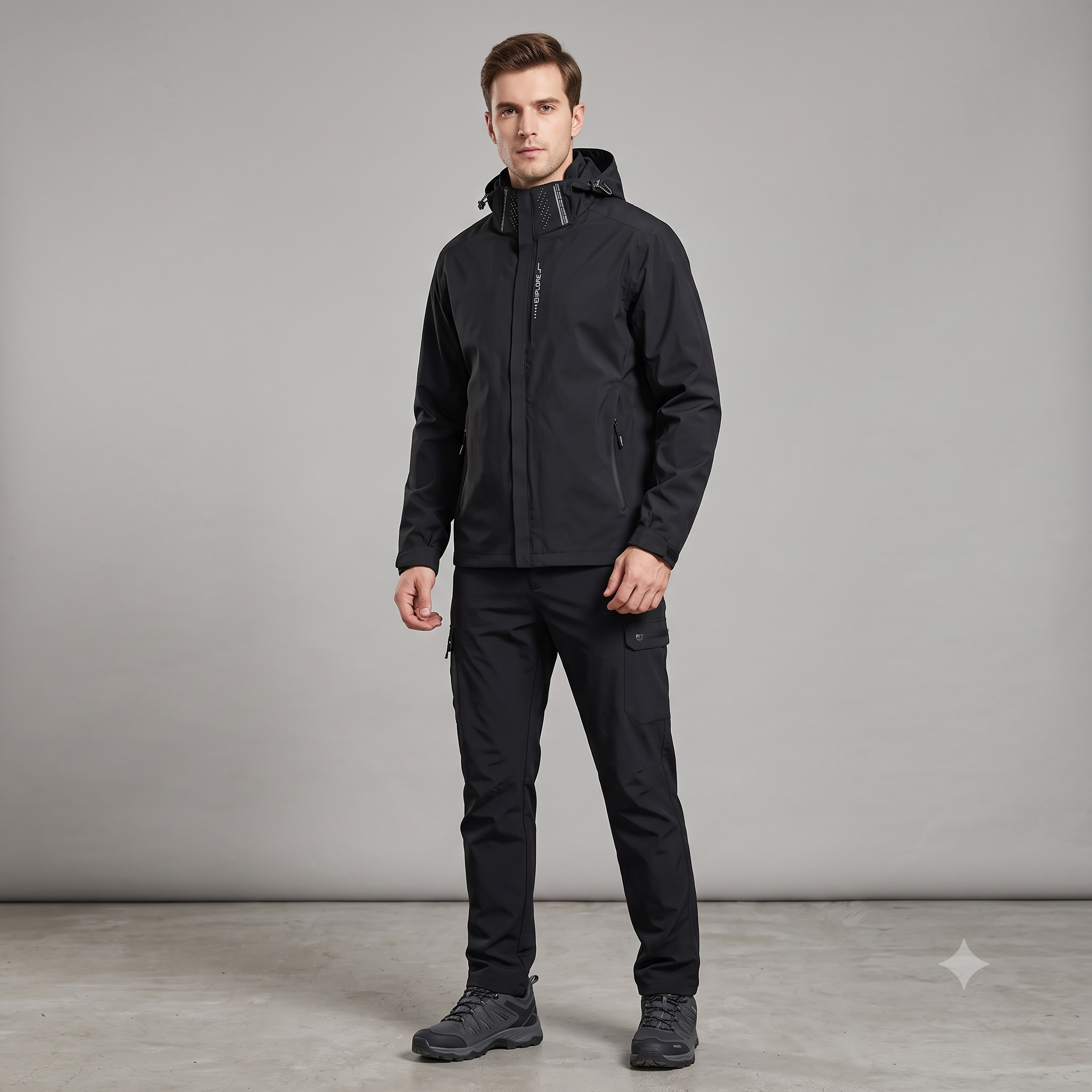 Men's Lightweight Waterproof Rain Jacket – Hooded Windproof Outdoor Hiking Jacket