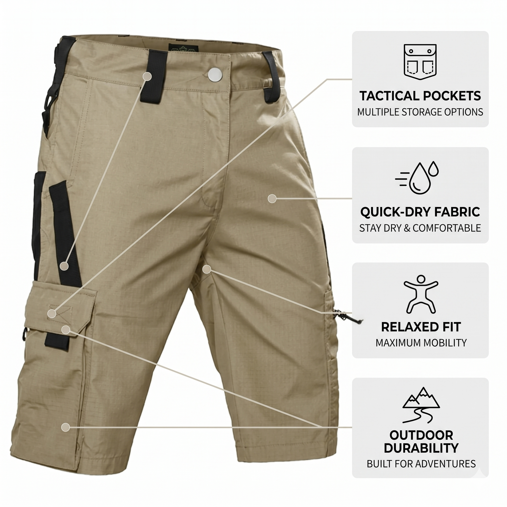 Men's Tactical Cargo Shorts – Quick-Dry Multi-Pocket Outdoor Utility Shorts