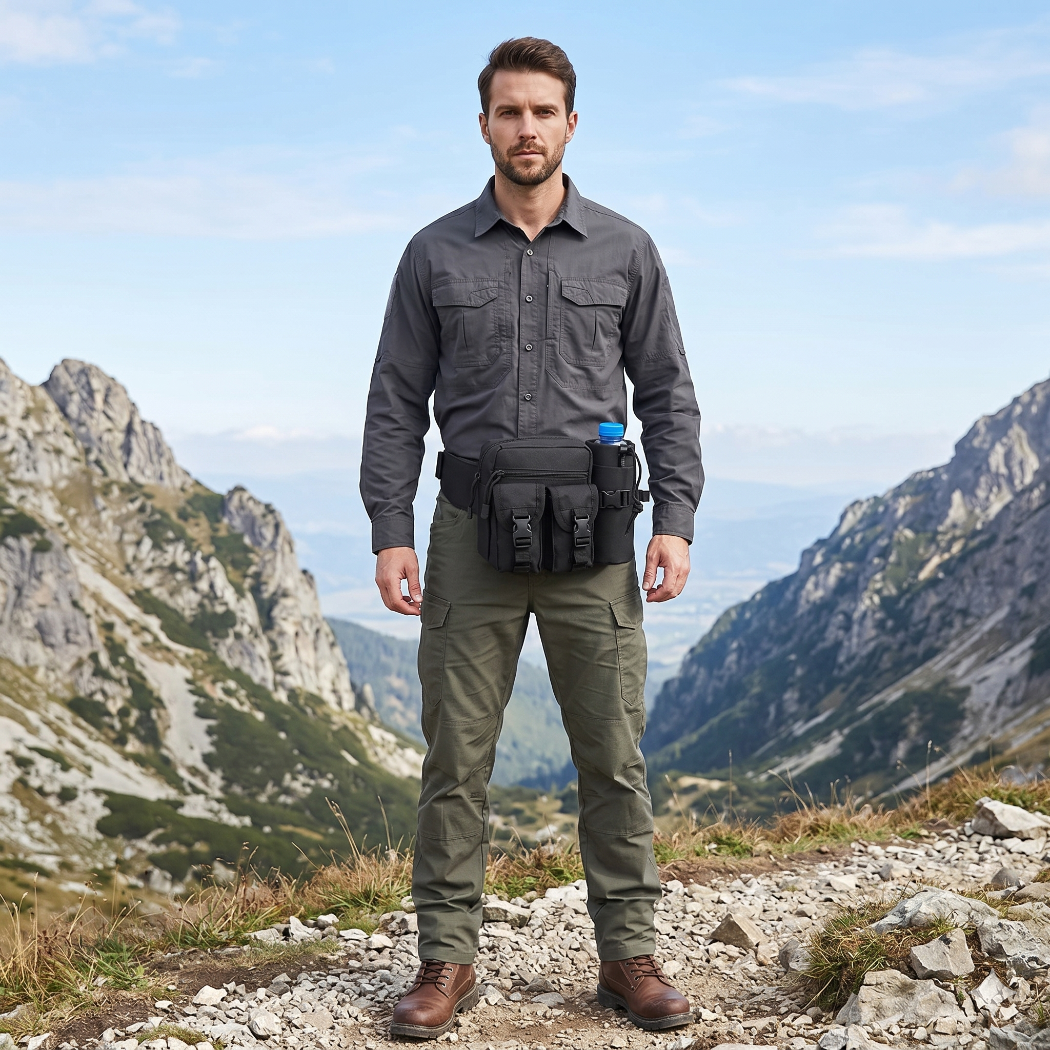 Outdoor Tactical Waist Pack – Nylon Utility Belt Bag with Phone & Water Bottle Storage