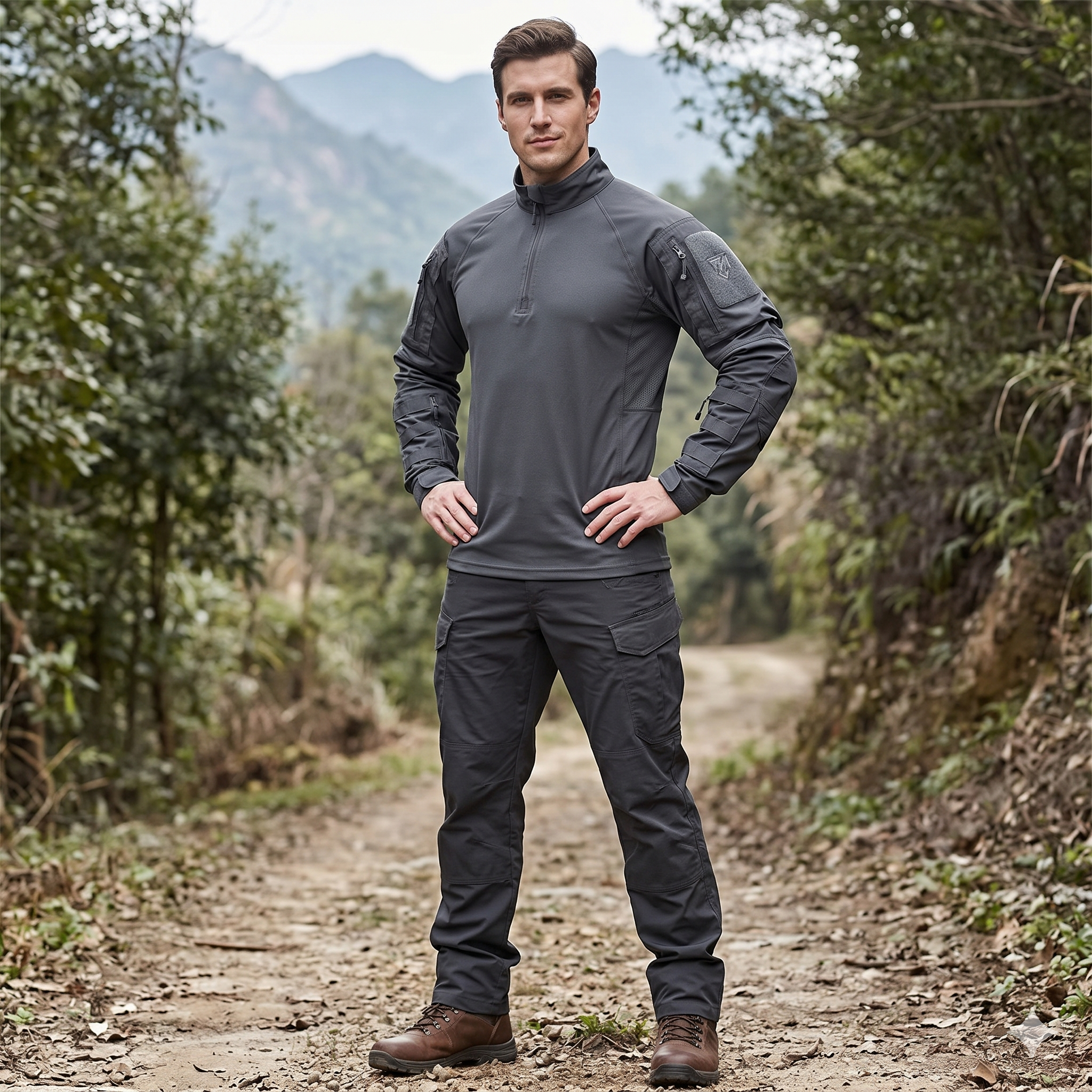 Men's Tactical Combat Shirt – Long Sleeve Outdoor Training & Field Performance Top