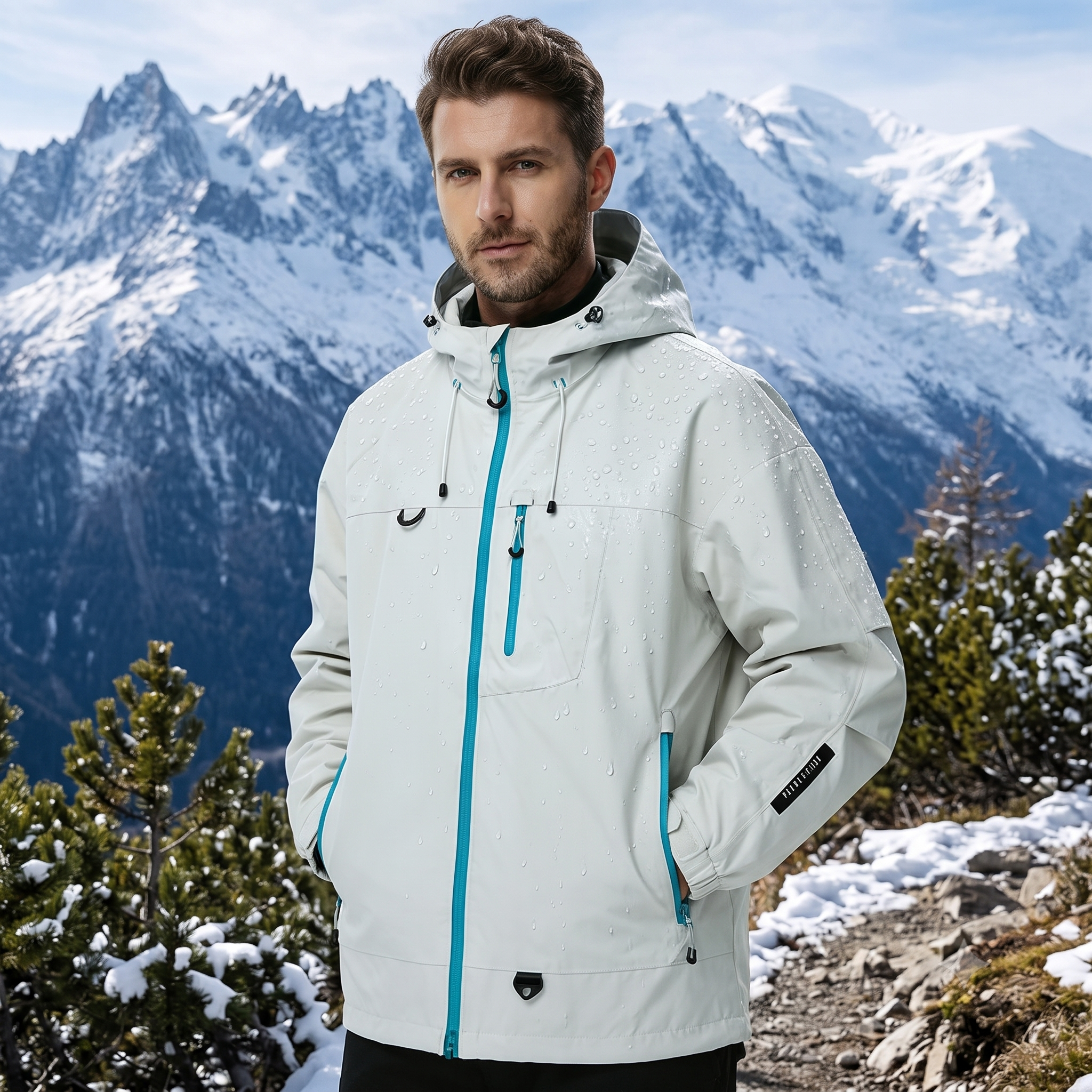 Men's Waterproof Outdoor Softshell Jacket – Hooded Windbreaker for Hiking, Trekking & Skiing