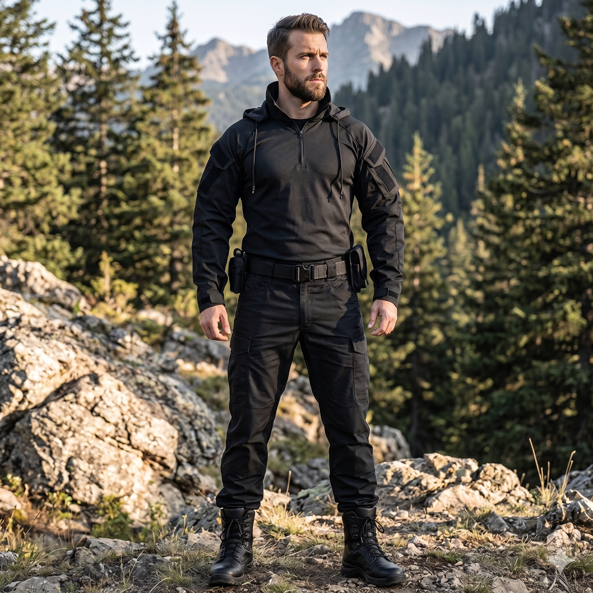 Hooded Tactical Combat Shirt – Long Sleeve Camouflage Outdoor Performance Top