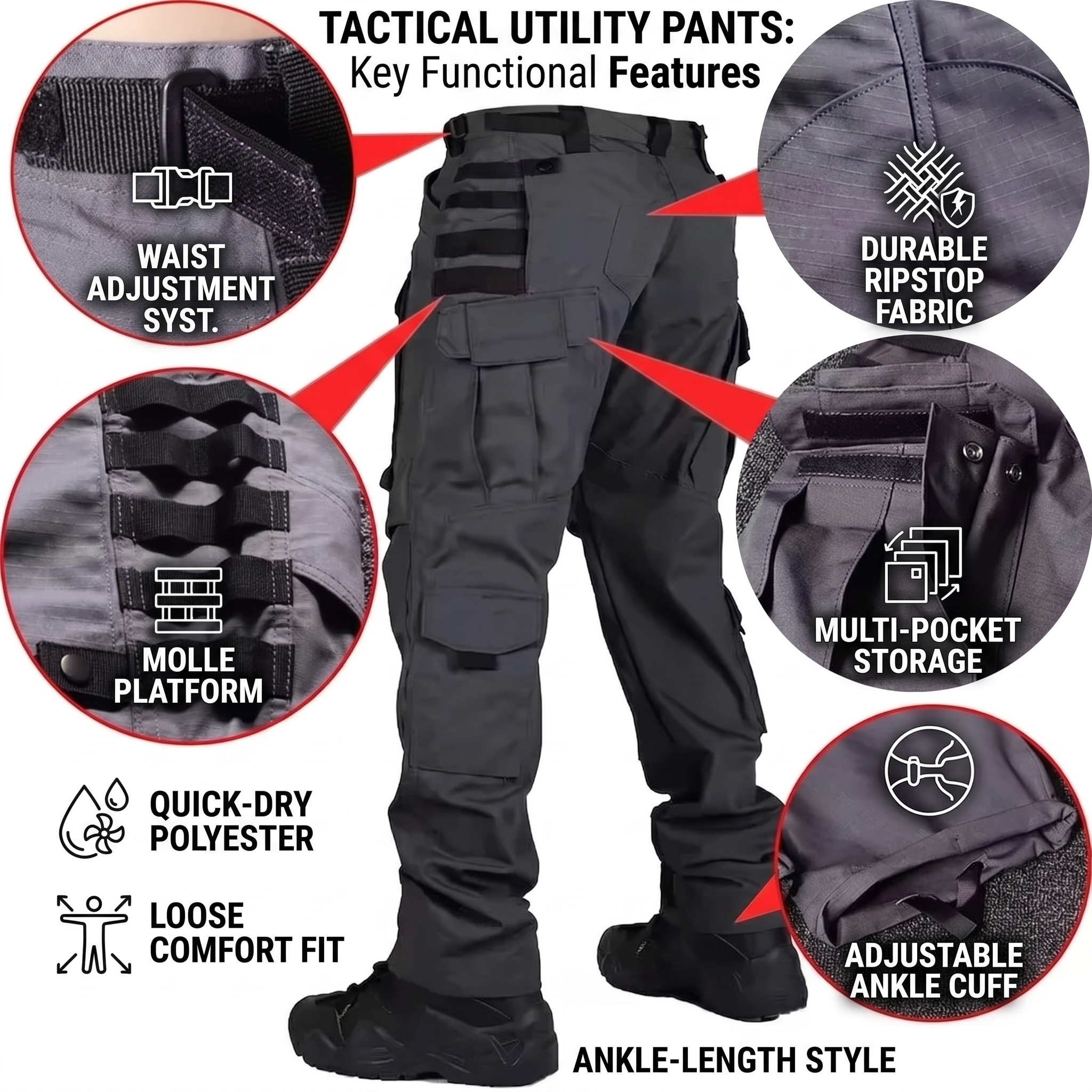 Men's Tactical Cargo Pants – Quick-Dry Multi-Pocket Outdoor Utility Trousers
