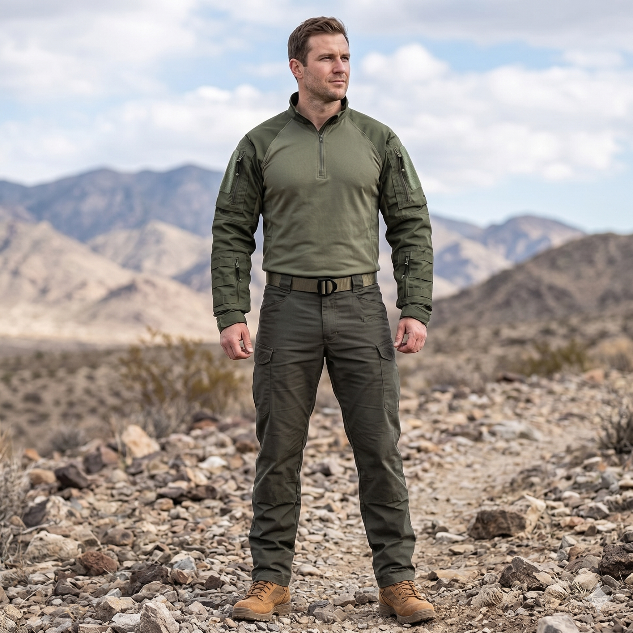 Men's Tactical Combat Shirt – Long Sleeve Outdoor Training & Field Performance Top