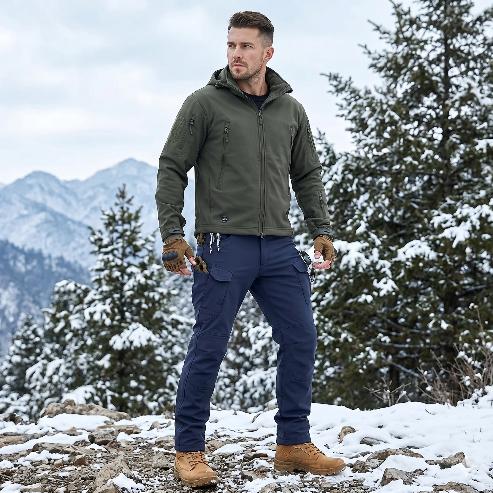 Men’s Soft Shell Outdoor Pants – Warm Multi-Pocket Wear-Resistant Winter Tactical Trousers