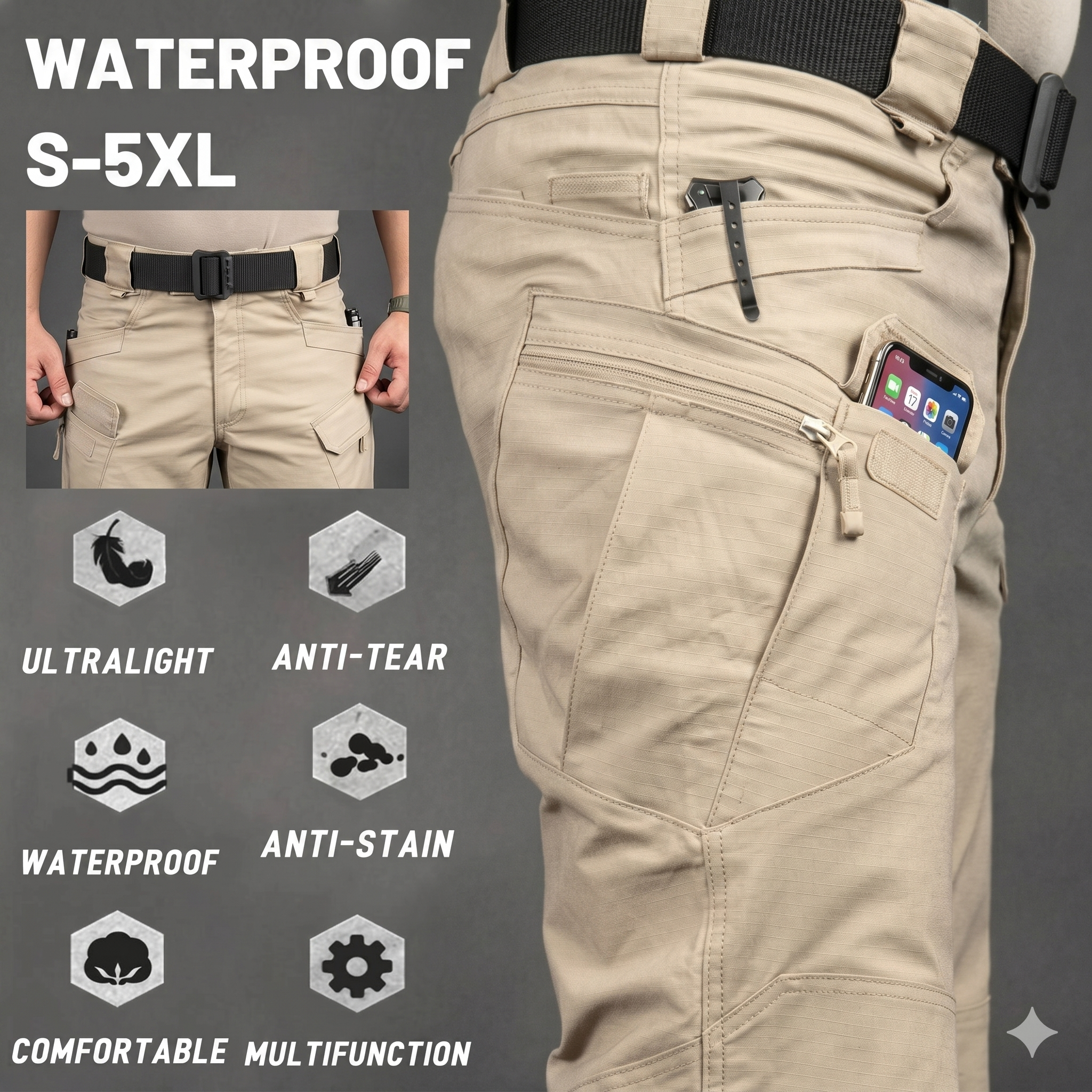 Men's Tactical Cargo Pants – Multi-Pocket Outdoor Utility Trousers
