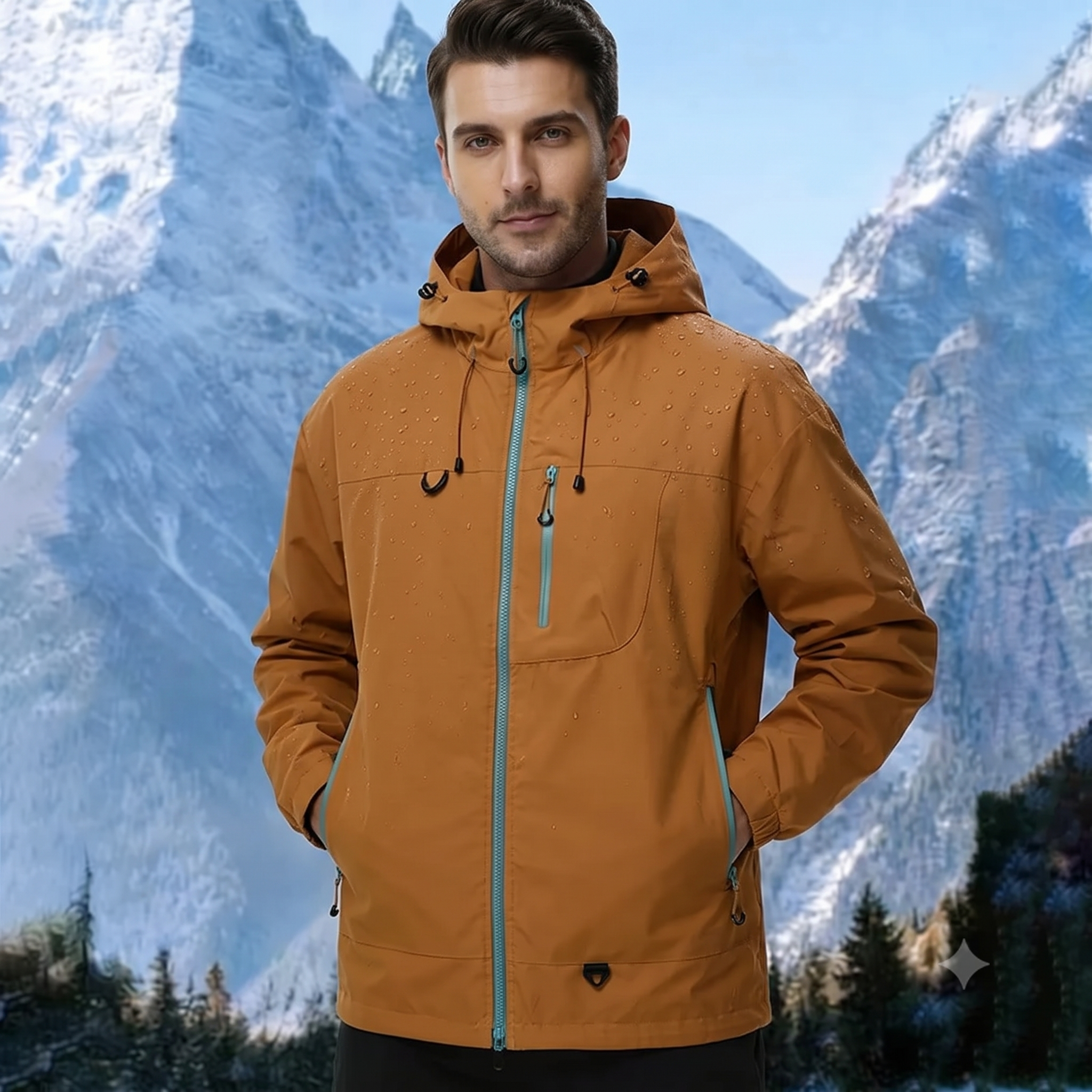 Men's Waterproof Outdoor Softshell Jacket – Hooded Windbreaker for Hiking, Trekking & Skiing