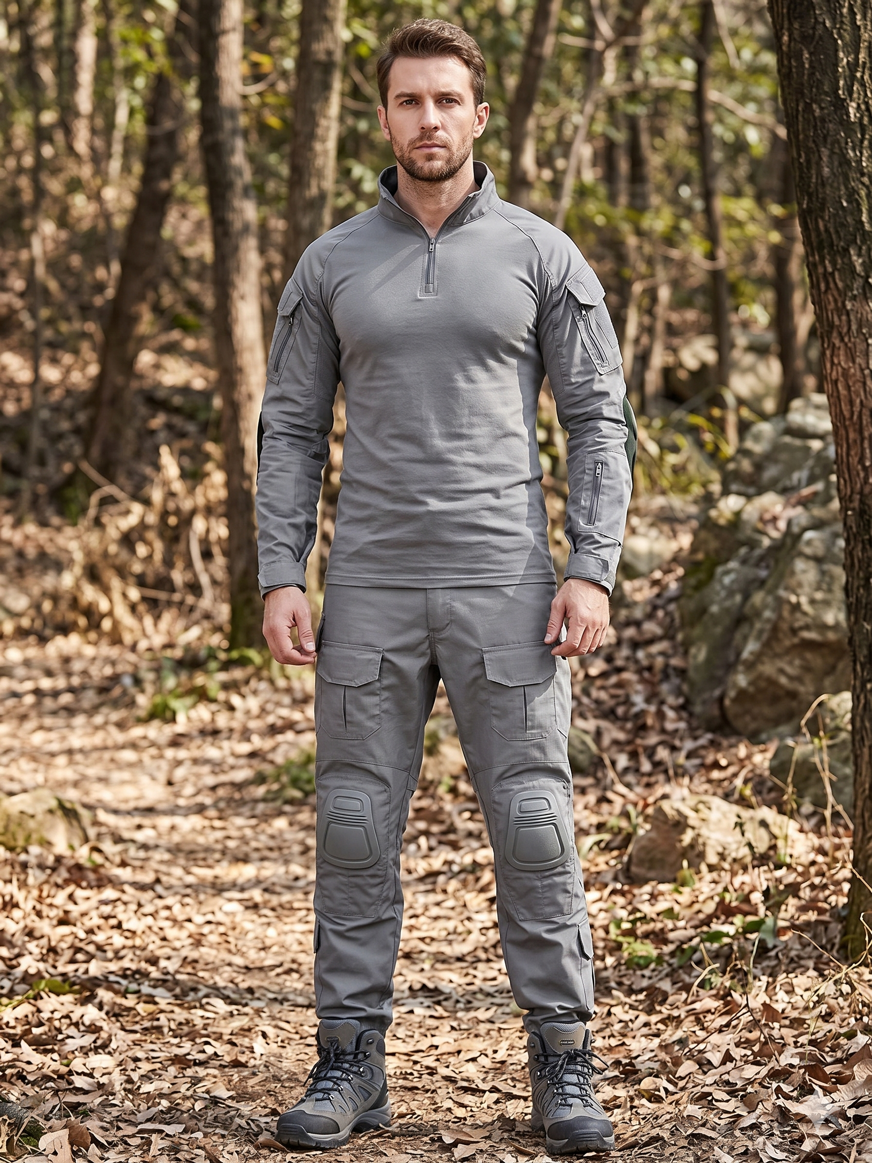 Men’s Camouflage Tactical Uniform Set – Combat Shirt & Pants Outdoor Utility Outfit
