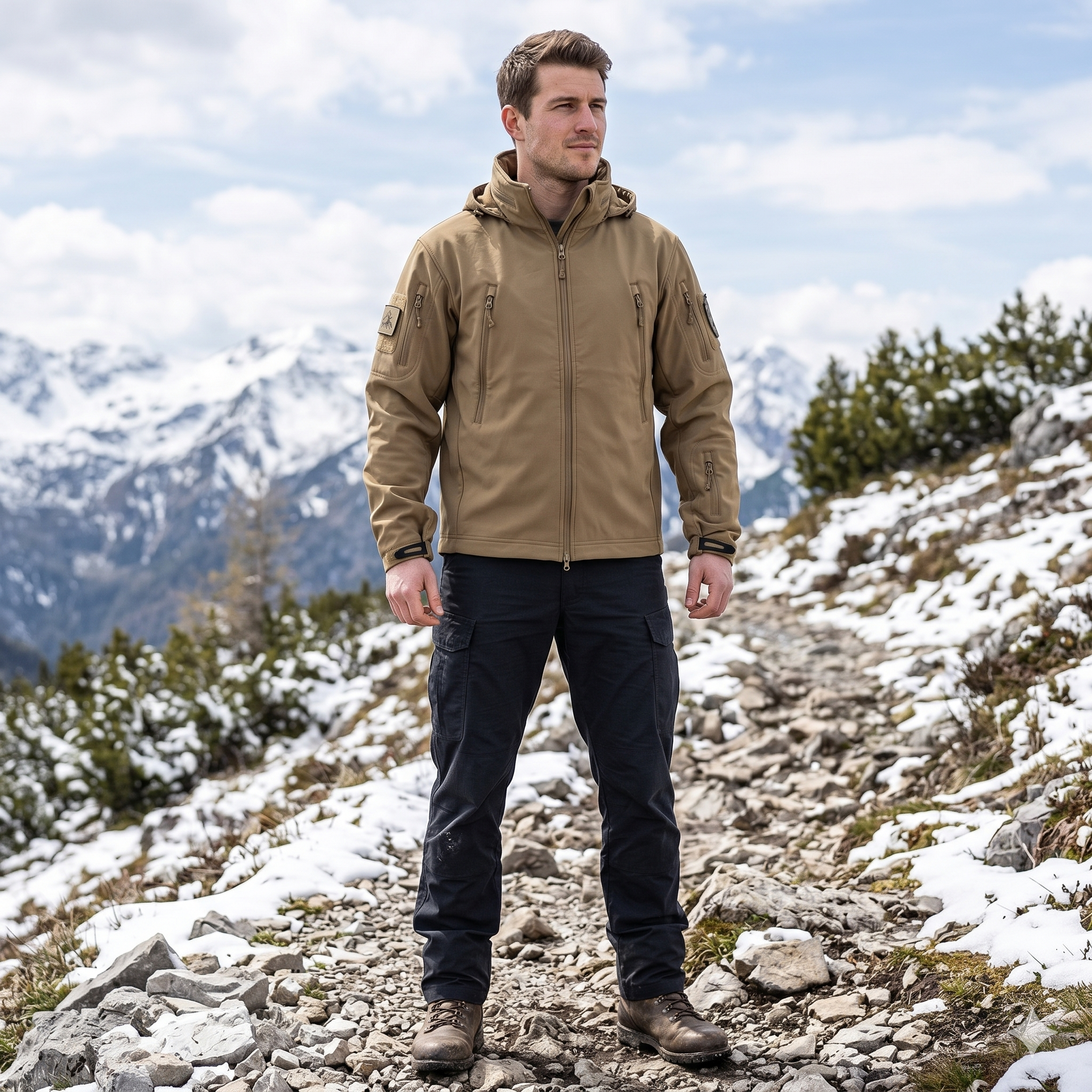 Men’s Softshell Tactical Fleece Jacket – Full-Zip Outdoor Utility Coat