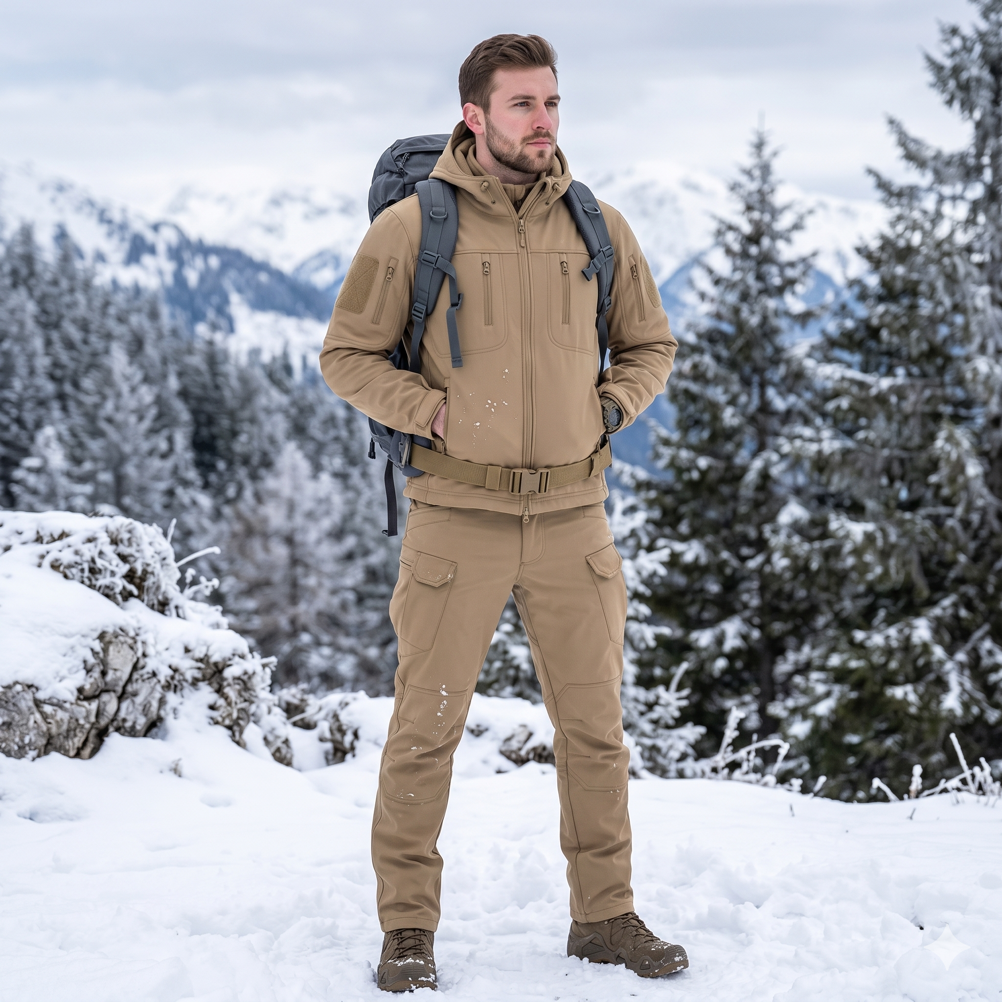 Men’s Soft Shell Tactical Jacket – Waterproof Fleece Lined Outdoor Winter Warm Coat Set
