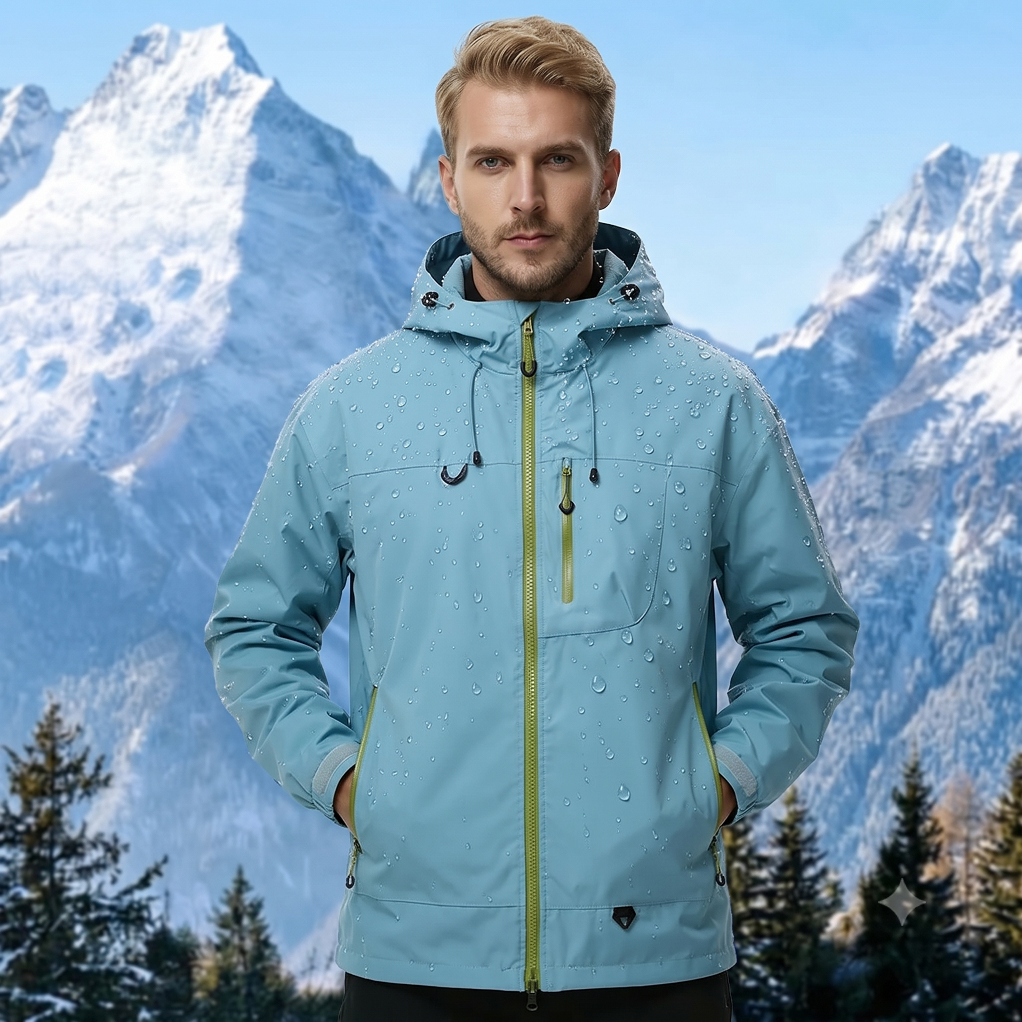 Men's Waterproof Outdoor Softshell Jacket – Hooded Windbreaker for Hiking, Trekking & Skiing