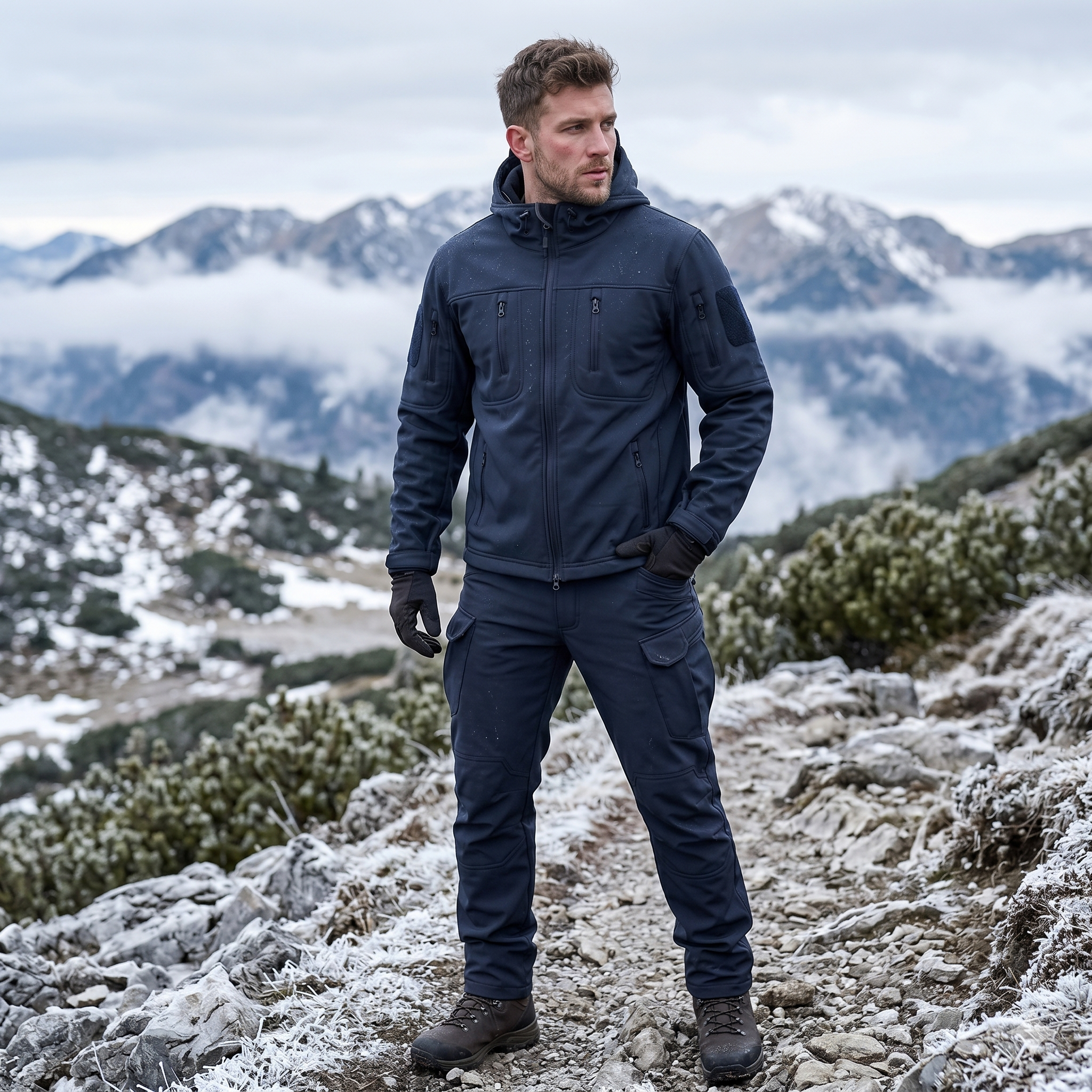Men’s Soft Shell Tactical Jacket – Waterproof Fleece Lined Outdoor Winter Warm Coat Set